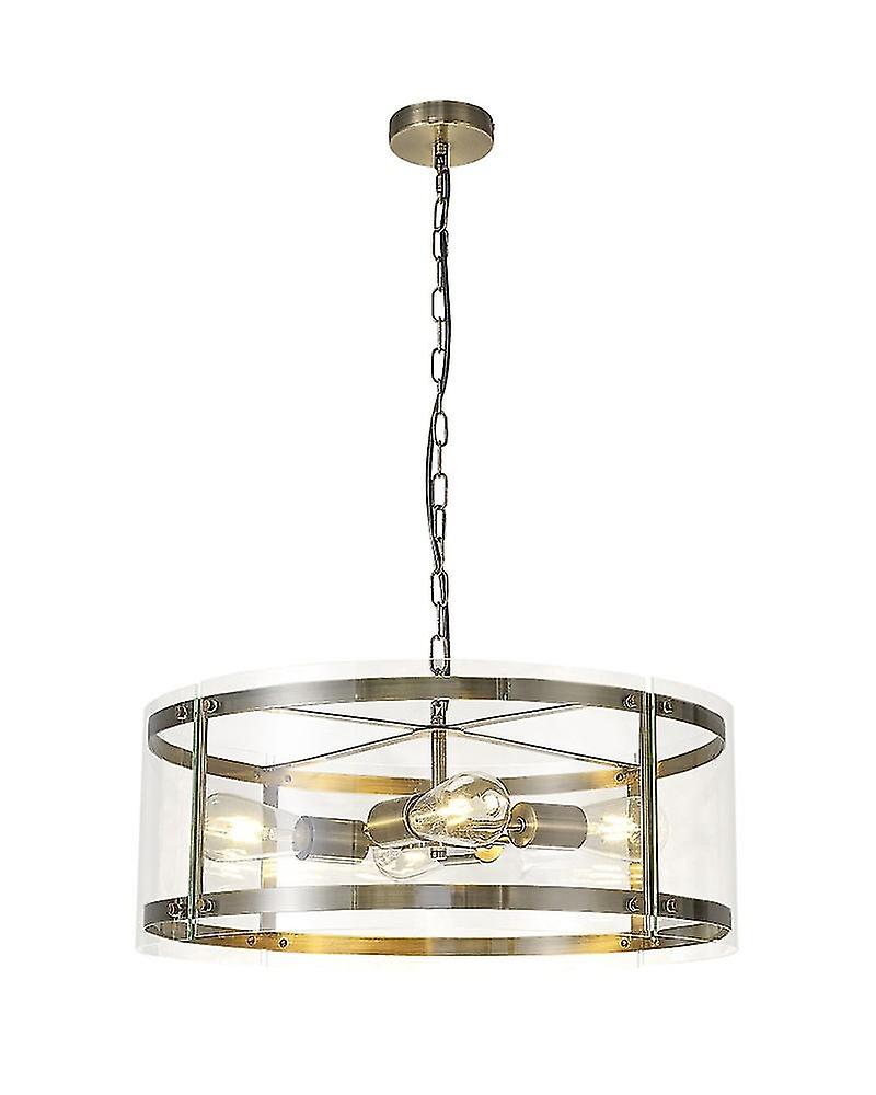 Lily Pendant, 4 Light E27, Antique Brass
