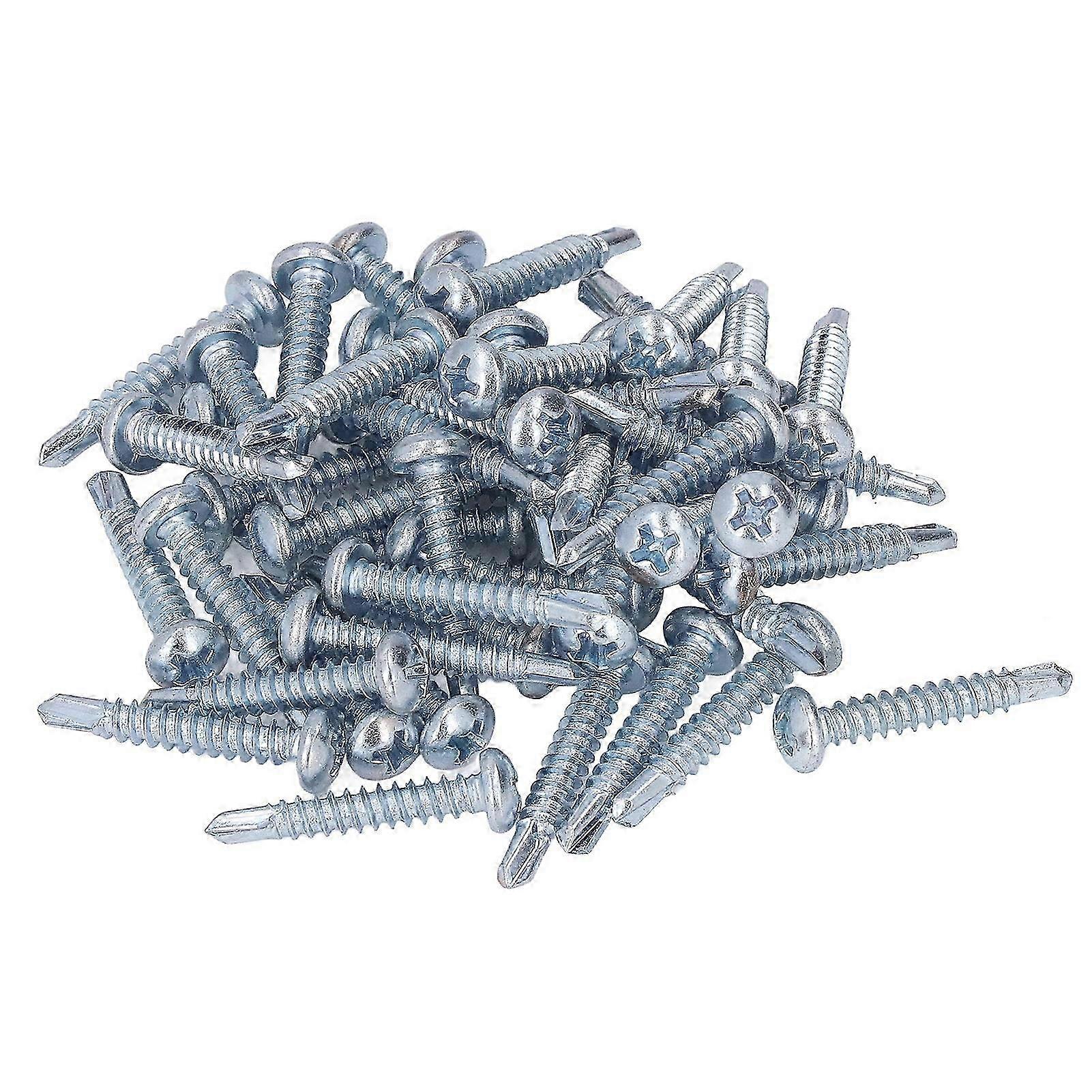 50個の丸頭セルフドリルねじ4.2x25mmは家具修理クロスのための鋼鉄ドリルねじを通しました