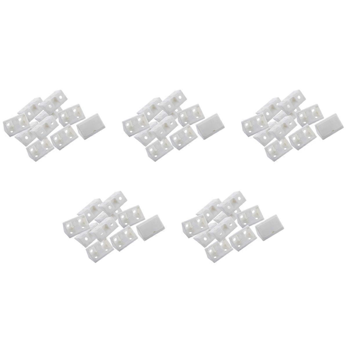 Furniture Cabinet Fastener Corner Braces Angle Brackets White 50Pcs