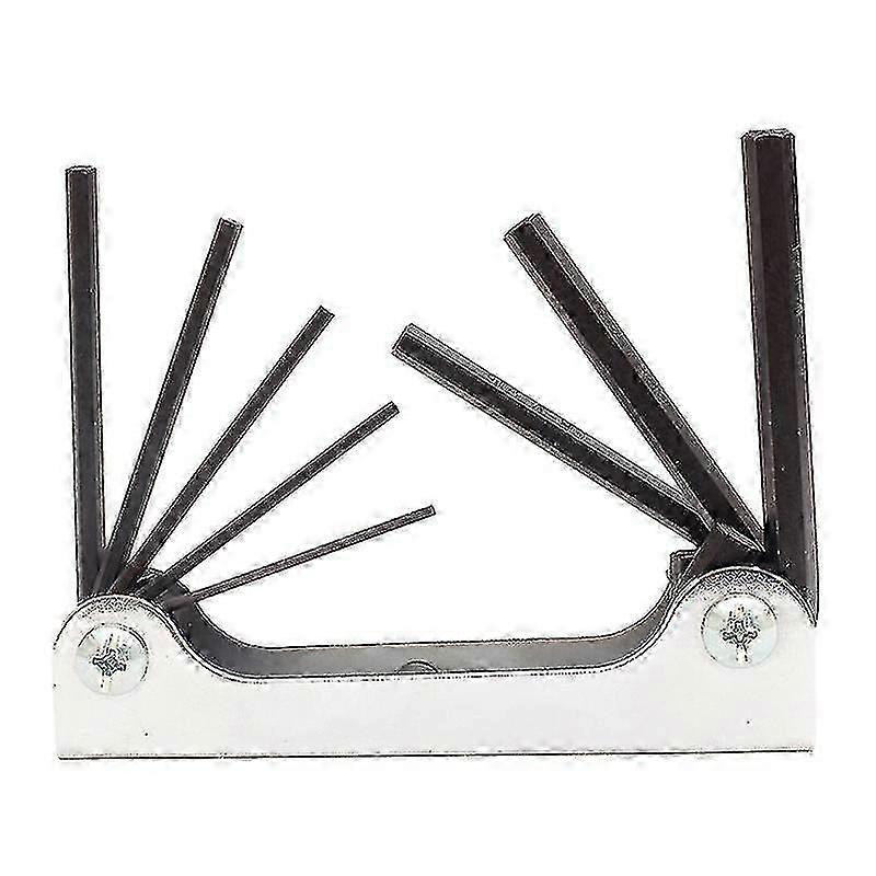 Steel Handle Folding Hex Key Allen Wrench - Silver Black 1pc