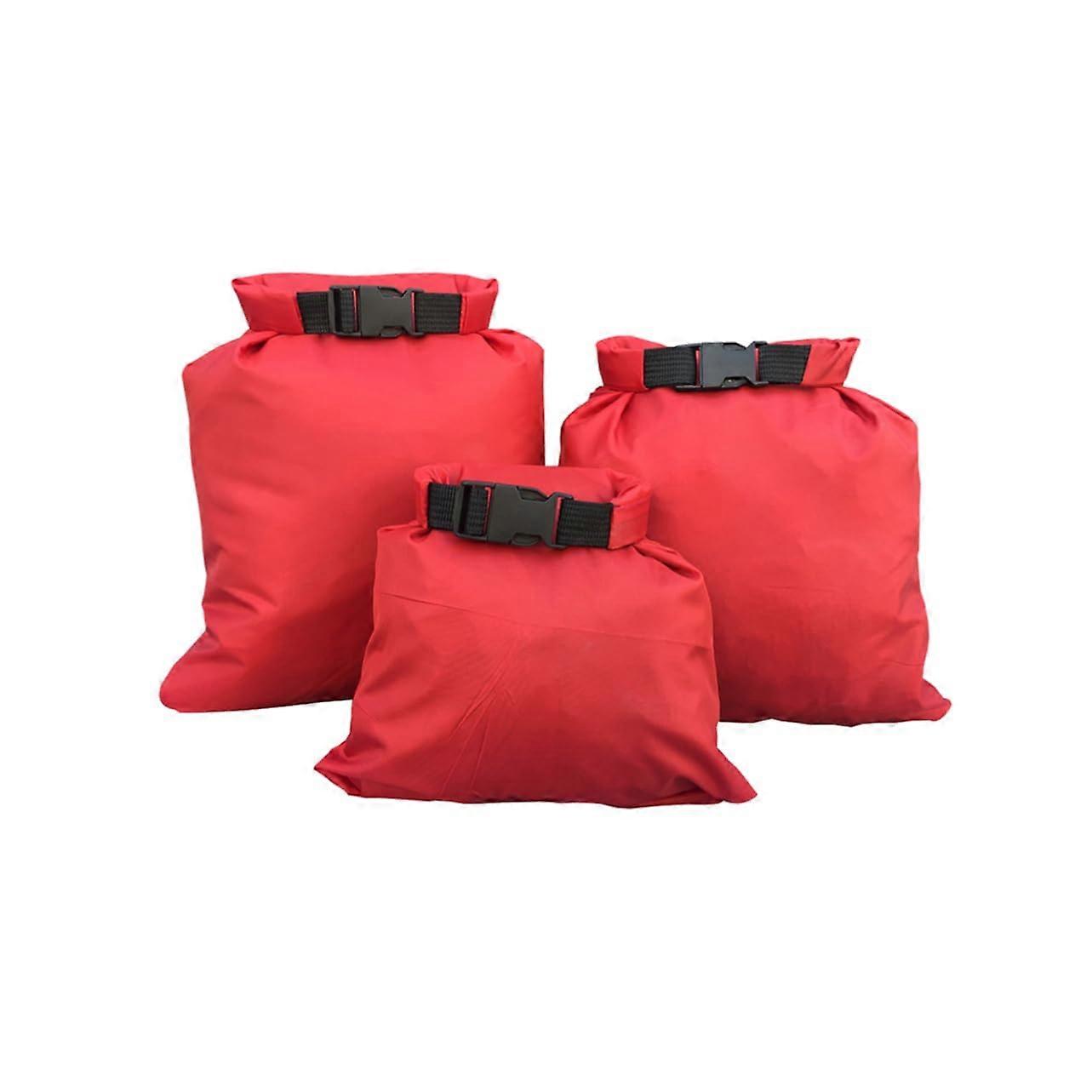 Dry Bag Set 3Pcs, Sealed Closure, Lightweight Waterproof Pouches for Camping, Kayaking, Boating, Red
