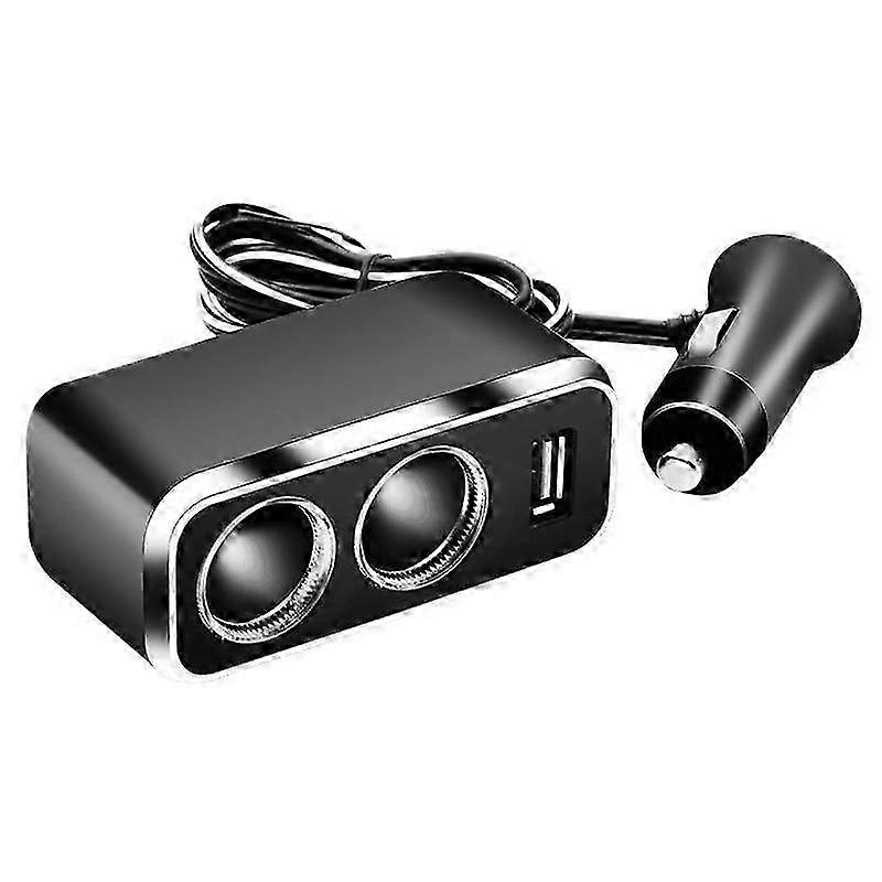 Car cigarette lighter one-to-three multi-function socket one-to-two power distributor conversion plug car charger-black SD-1929