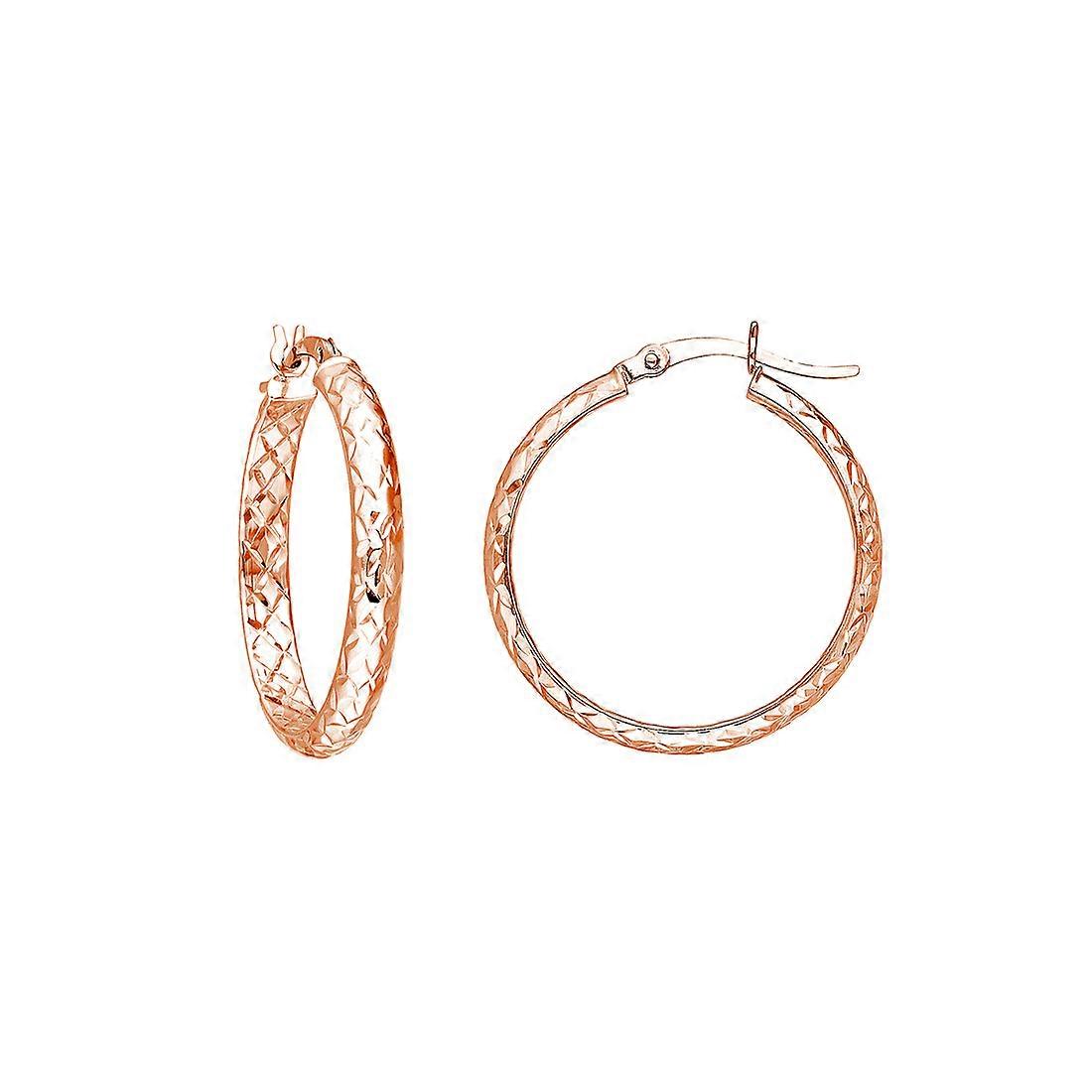 Boucles d'oreilles créoles en or jaune massif 14 carats, taillées en facettes scintillantes, pour femmes