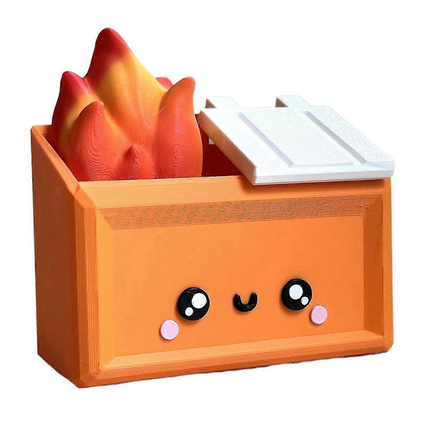 3D Printed Dumpster Fire Desktop Figurine Fun Accessory B