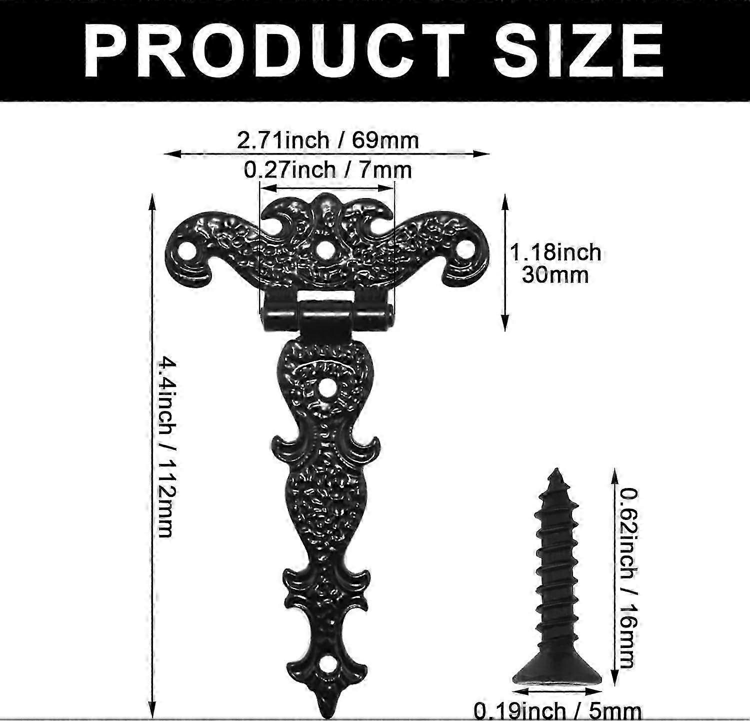 Vintage T-Shape Hinge Set, Antique Black Decorative Design for Small Wooden Boxes 2025