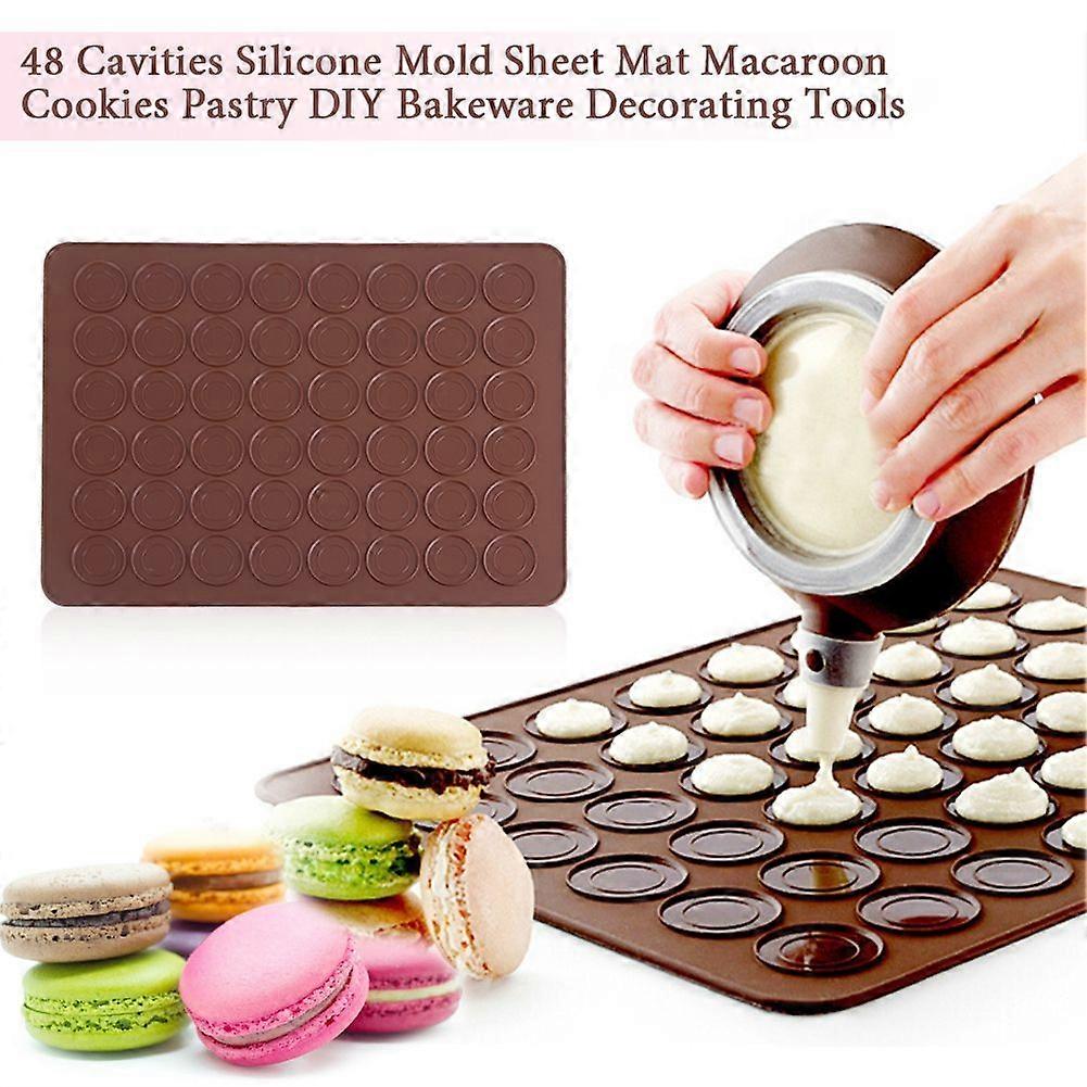 48 Cavities Silicone Mold Sheet Mat Macaroon Cookies Pastry DIY Bakeware Decorating Tools