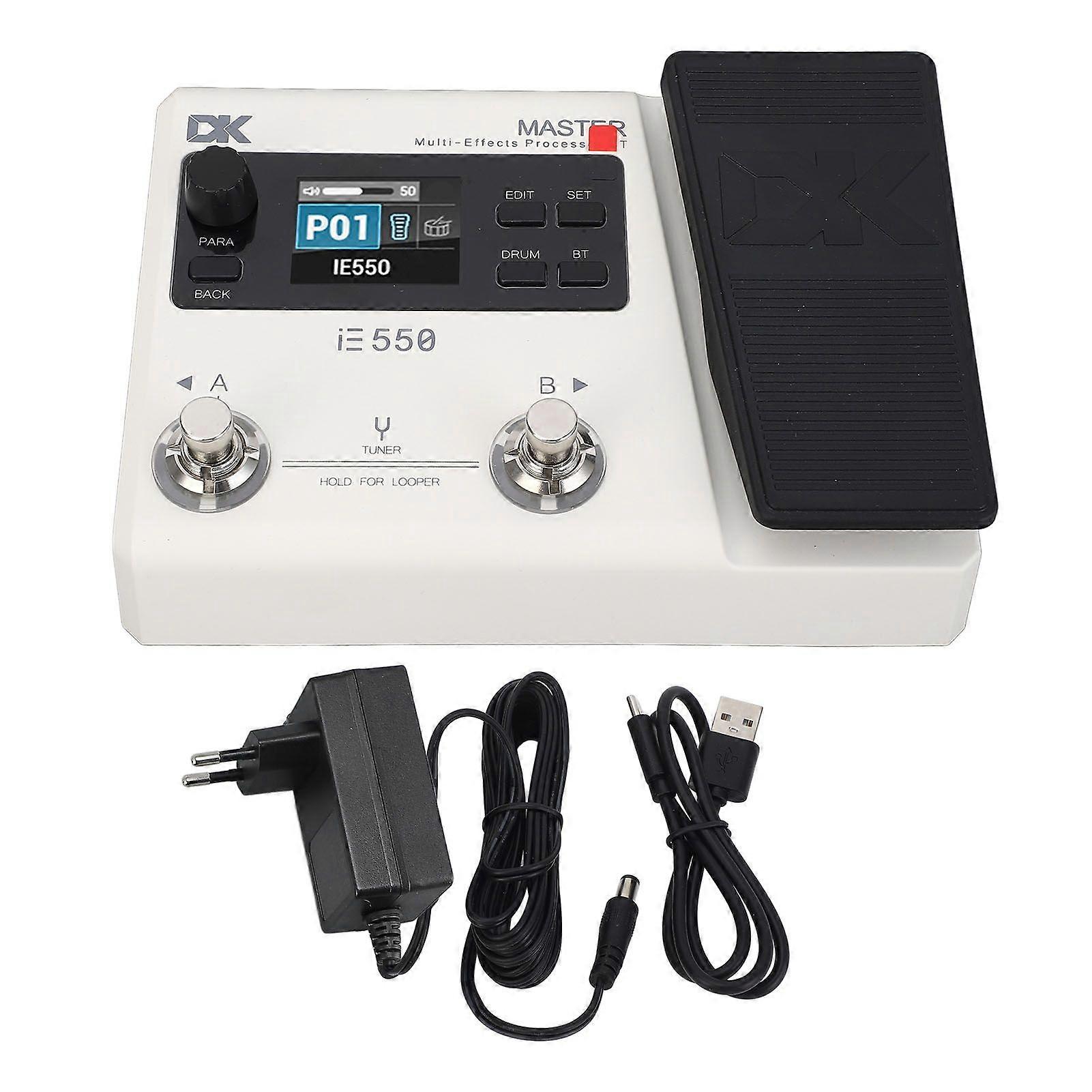 Electric Guitar Amp 8 Effects Modules 100 Drum Rhythms Reverberation Delay Electric Guitar Effects Processor with Footswitch EU Plug