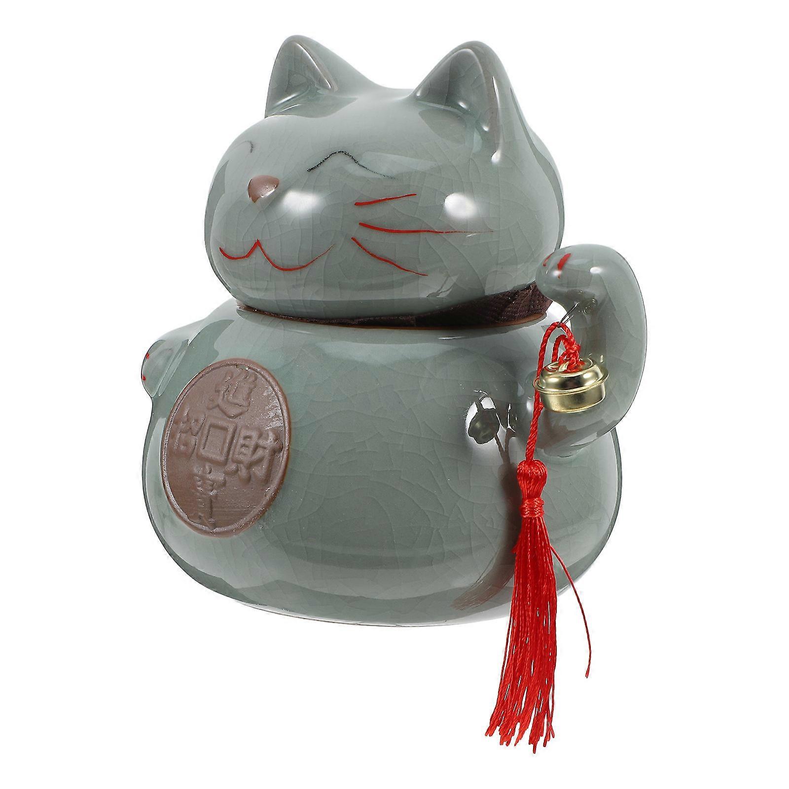 Ceramic Tea Can Cat Shape Moisture-proof Sealed Storage Container Kitchen Restaurant 1PC