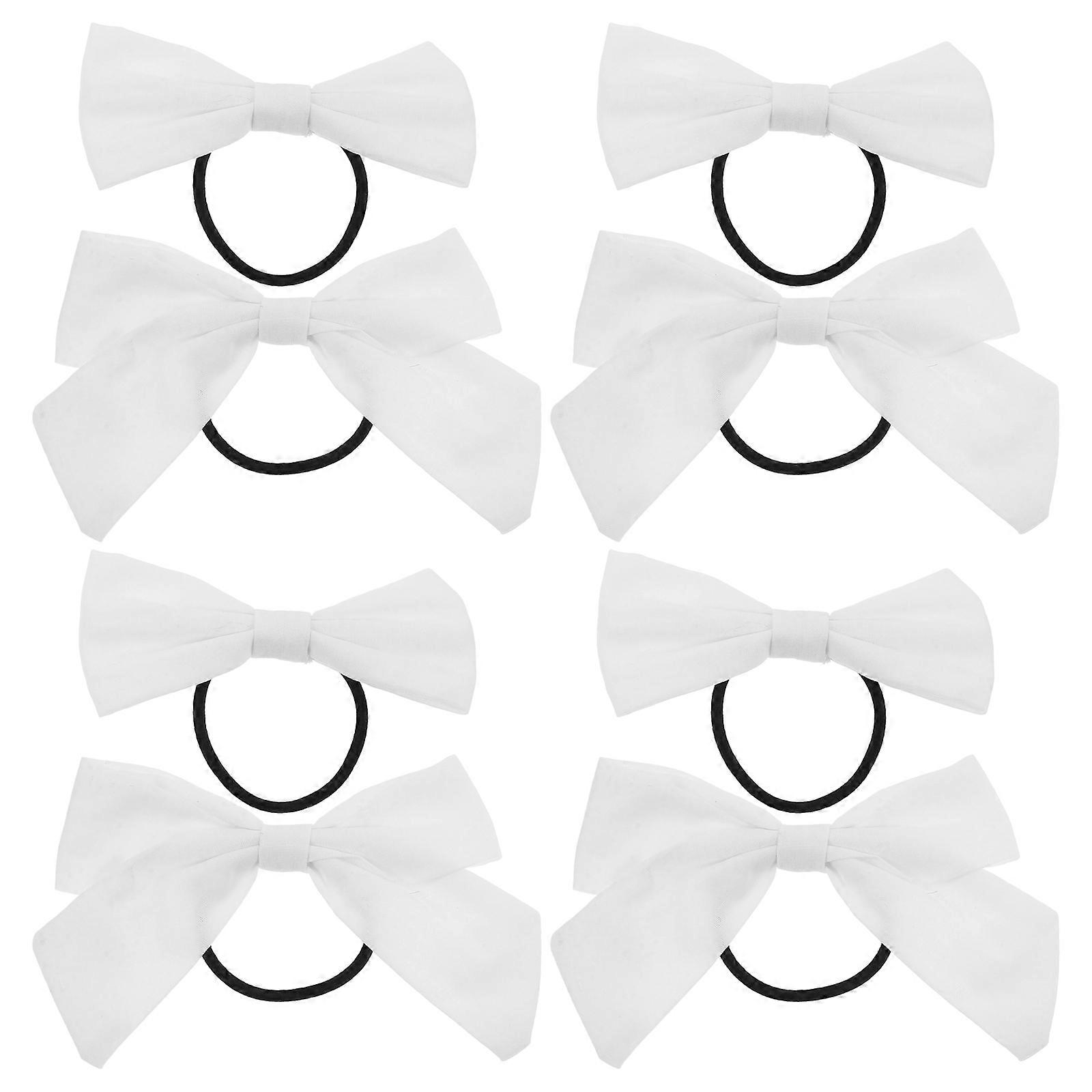 Bowknot Hair Ties White Cotton for Decoration 10Pcs Simple Elastic Ponytail Holders