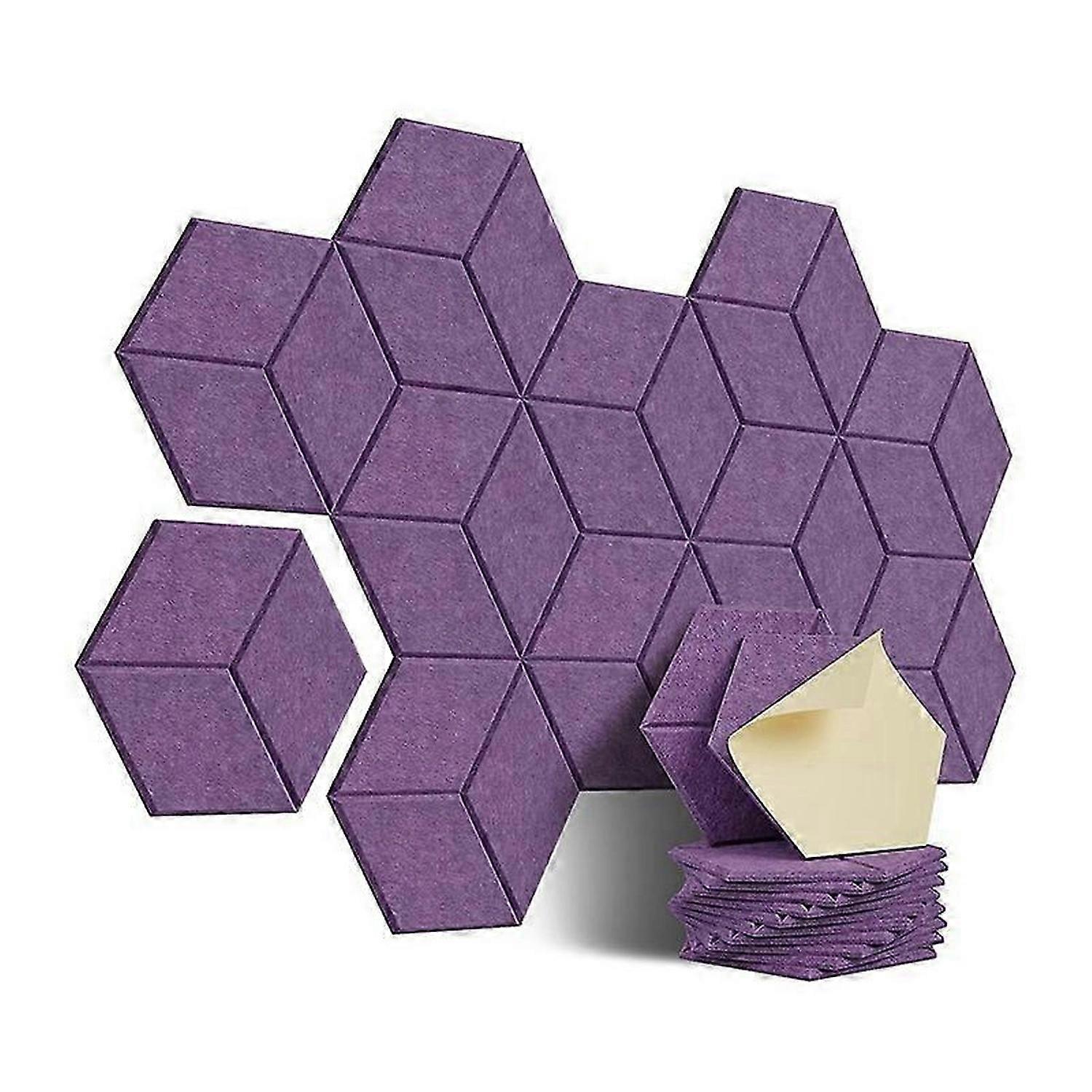 12Pcs Self-Adhesive Acoustic Panel Hexagon Y-Lined Sound Proof Panel