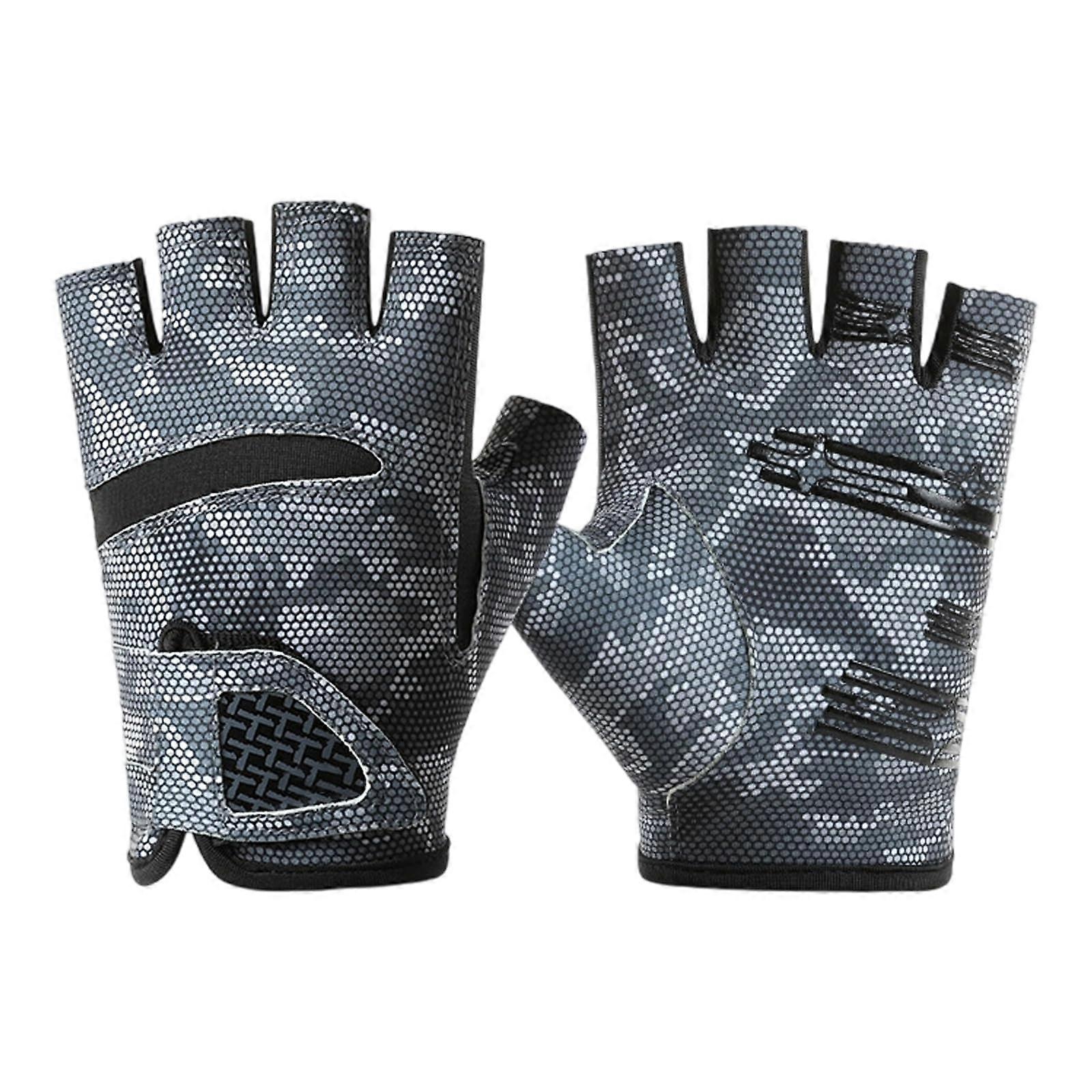 UPF50 Sun Protections Fishing Gloves, Polyester HalfFinger, Honeycomb Grip, Breathable Elastic Angler, Size XL
