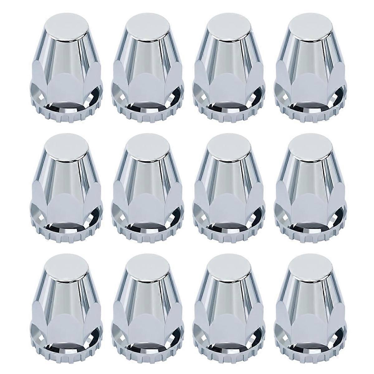 12Pcs Lug Nut Covers Kit,33mm ABS Chrome Screw-on Hub Lug Nut Caps