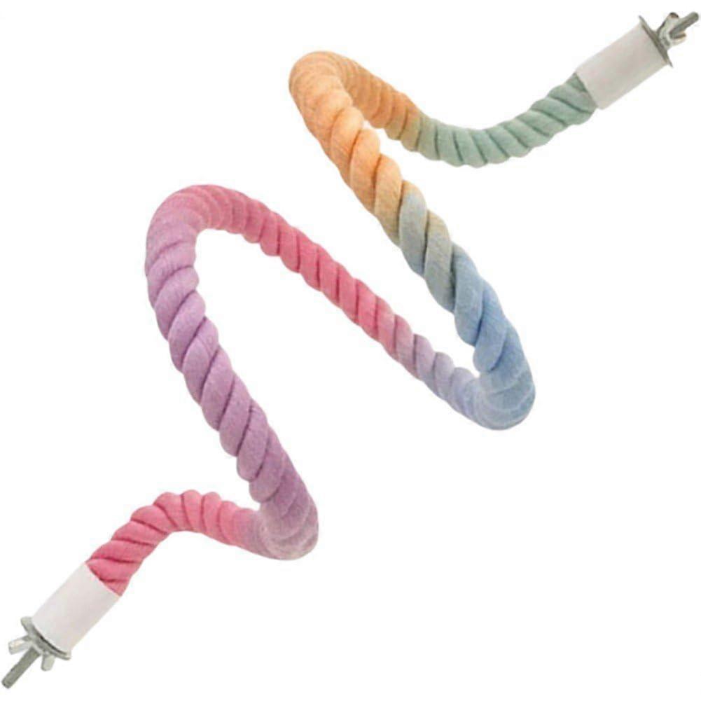 Cotton Colorful Bird Parrot Perch 80cm Parrot Parakeet Rope Swing Toy Woven Rope Rotating Standing Perch