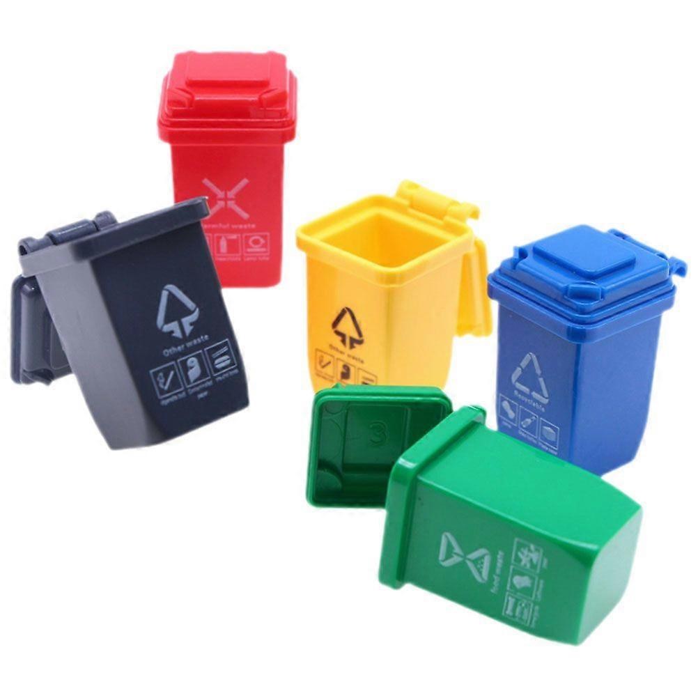 5pcs Miniature Garbage Cans Mini Trash Cans Mini House Garbage Models Sand Table Decorations