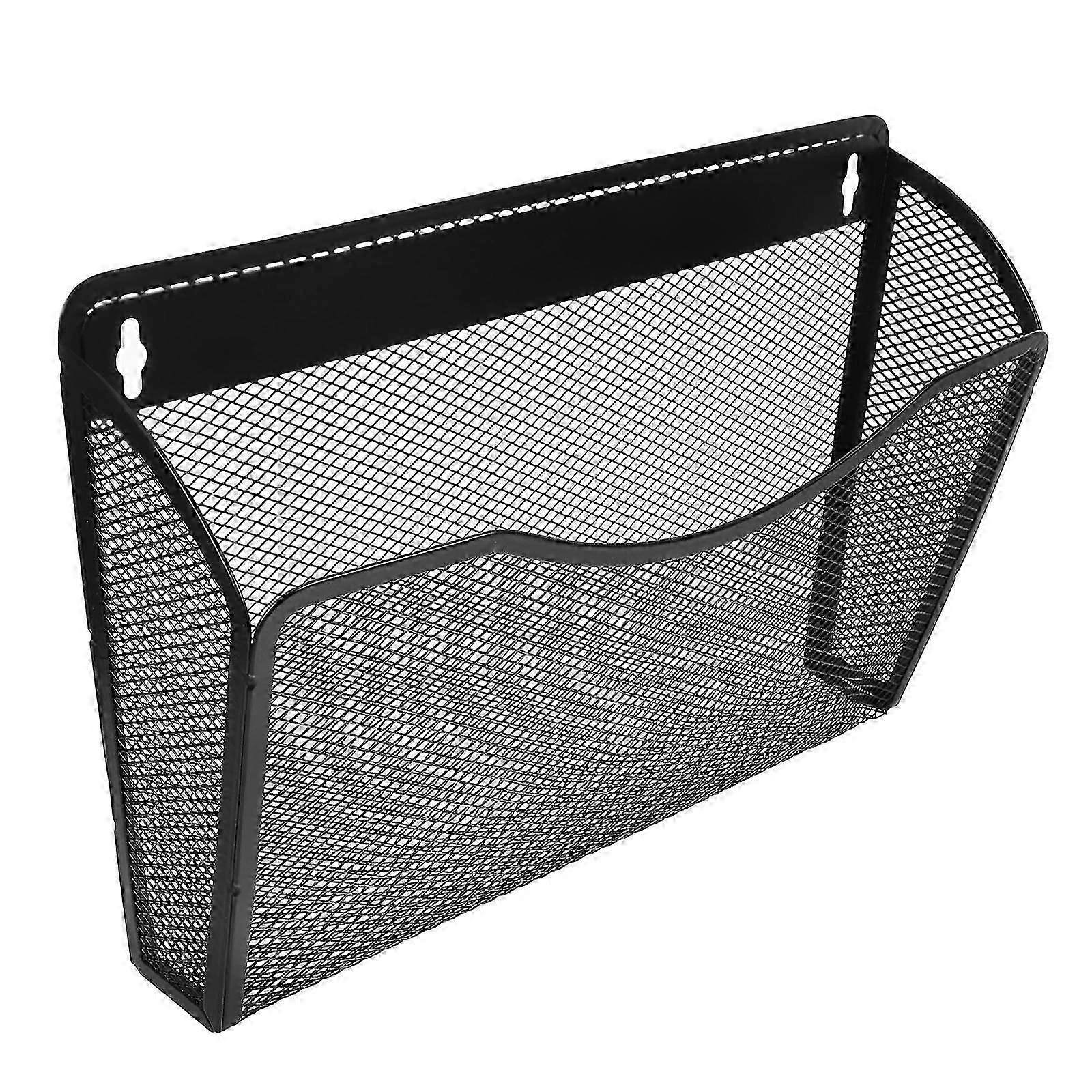 Metal Mesh Wall File Organizer Holder for Folders, Magazines, and Mail Stylish, Easy to Install Office Storage Container for Home Use