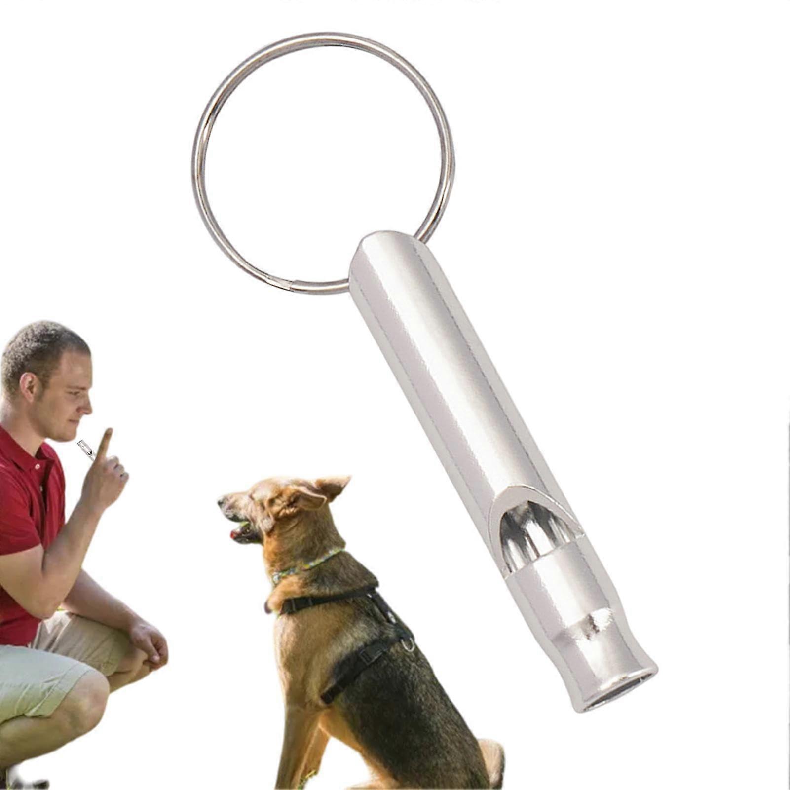 Dog Training Whistle Professional Adjustable Frequency For Recall Barking Control Portable Silver