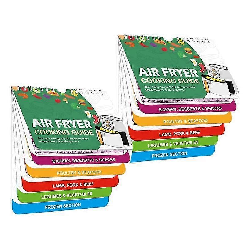 2Pcs Air Fryer Cookbook Calendar Magnetic Cheat Sheet Food Pro Recipes Cooking Schedule Quick Reference Guide Kitchen Accessories 2025