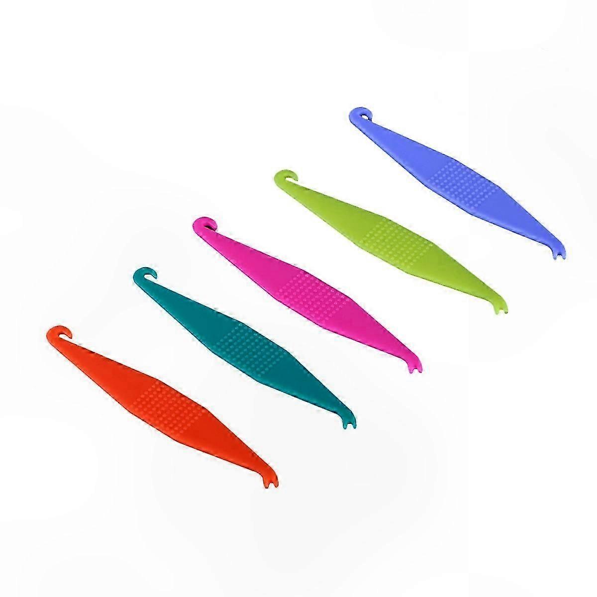 Assorted Color 10pcs Disposable Plastic Orthodontic Elastic Placers for Braces Rubber Bands Retractor Hook Tool Set