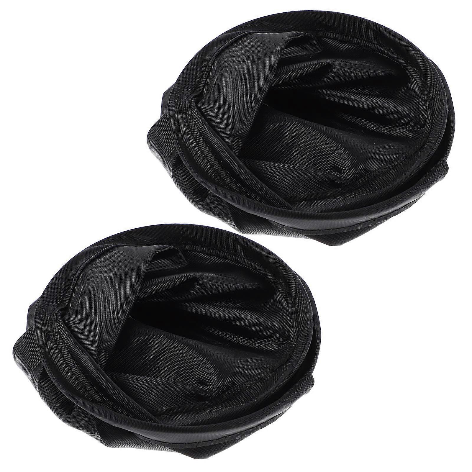 2Pcs Foldable Round Fan Handheld Fan For Birthday Party Summer Events Black Cooling