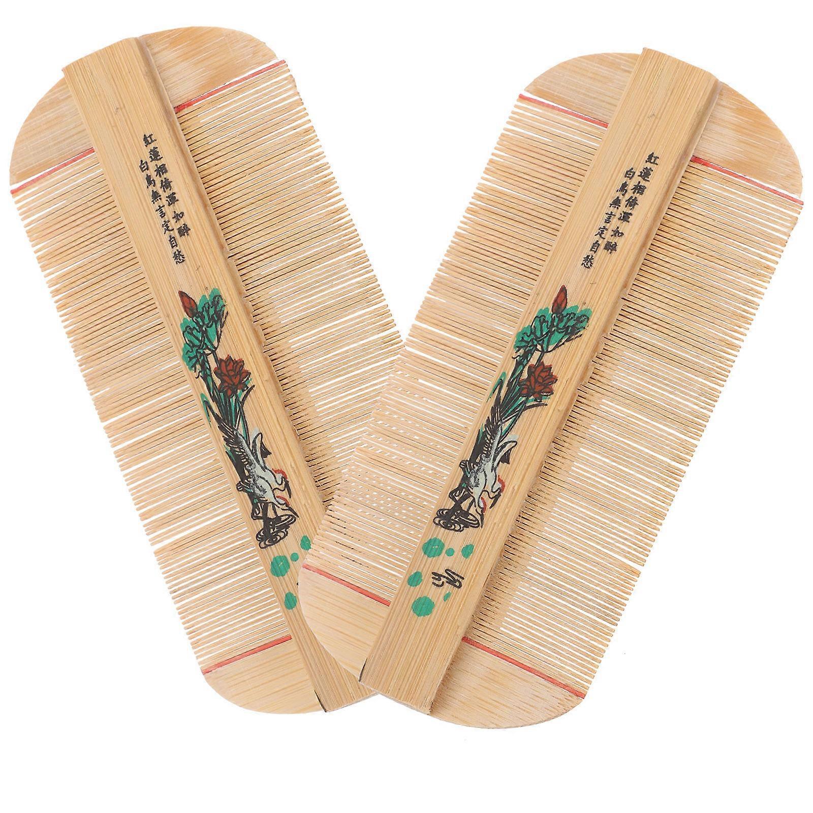 Bamboo Hair Comb Dandruff Removal Tool for Hair with Rectangular Shape 6 Pcs