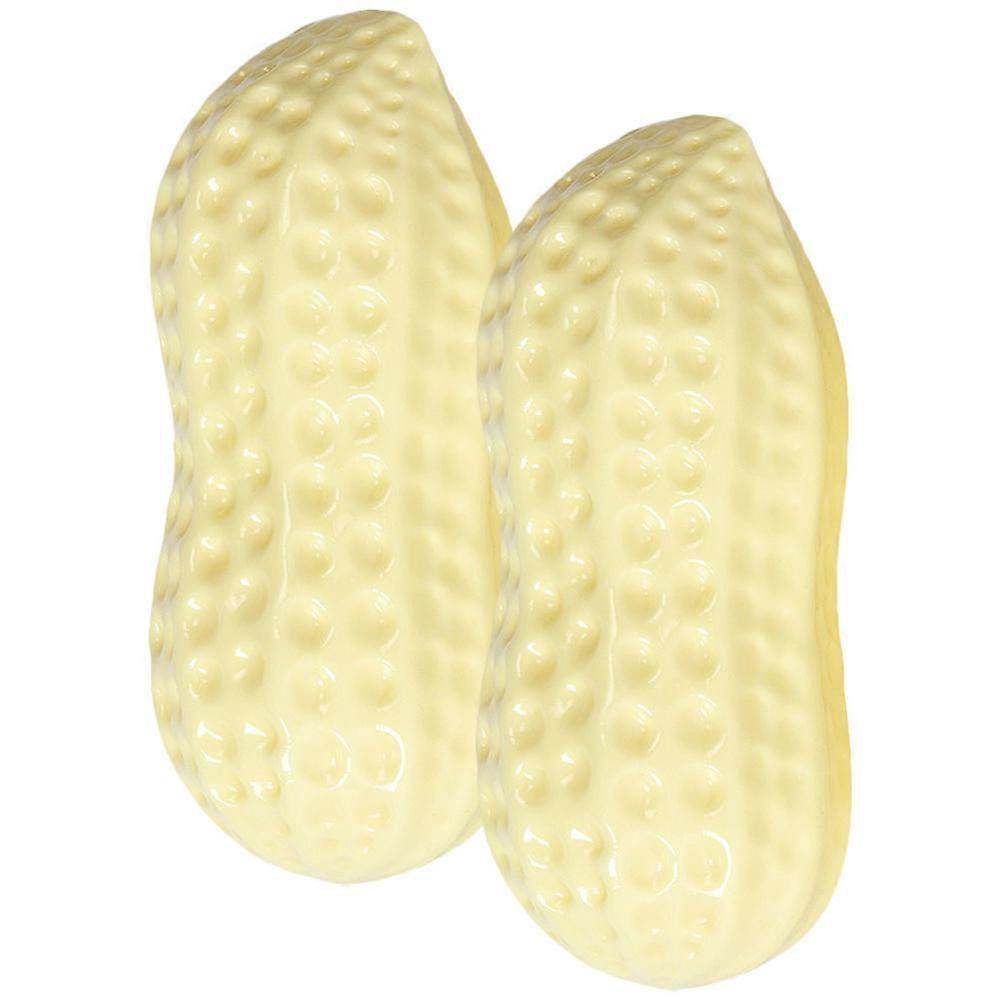 Durable Chew Toy 2Pcs Peanut Shape Chewing Toy for Daily Use and Interactive Play Beige Tpr Material with Bite-Resistant Function