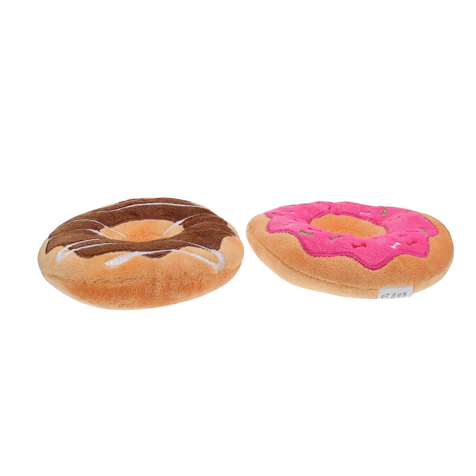 Donut Pet Plush Chew Toy for Pet 2Pcs Teeth Grinding Sound Toy