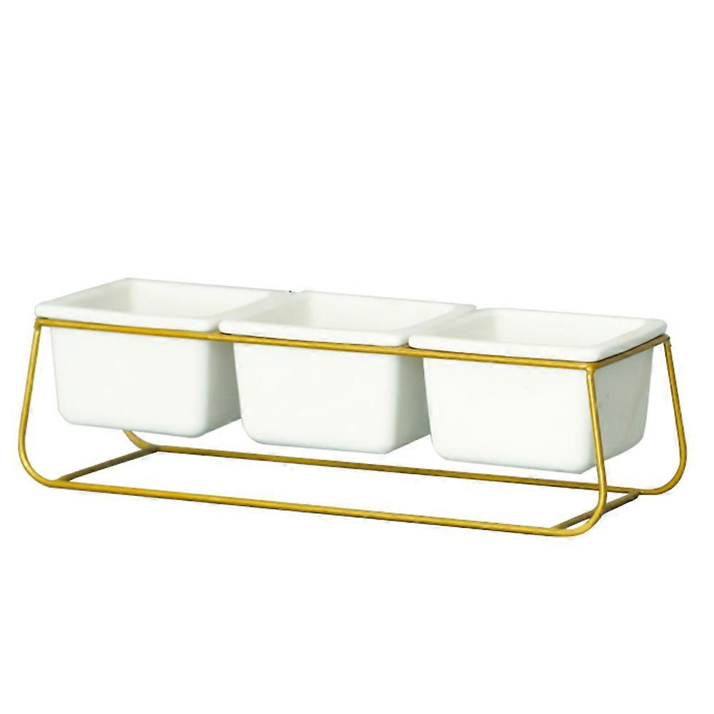 Flowerpot Decoration Ceramic Planter for Decoration 2Sets with Rack