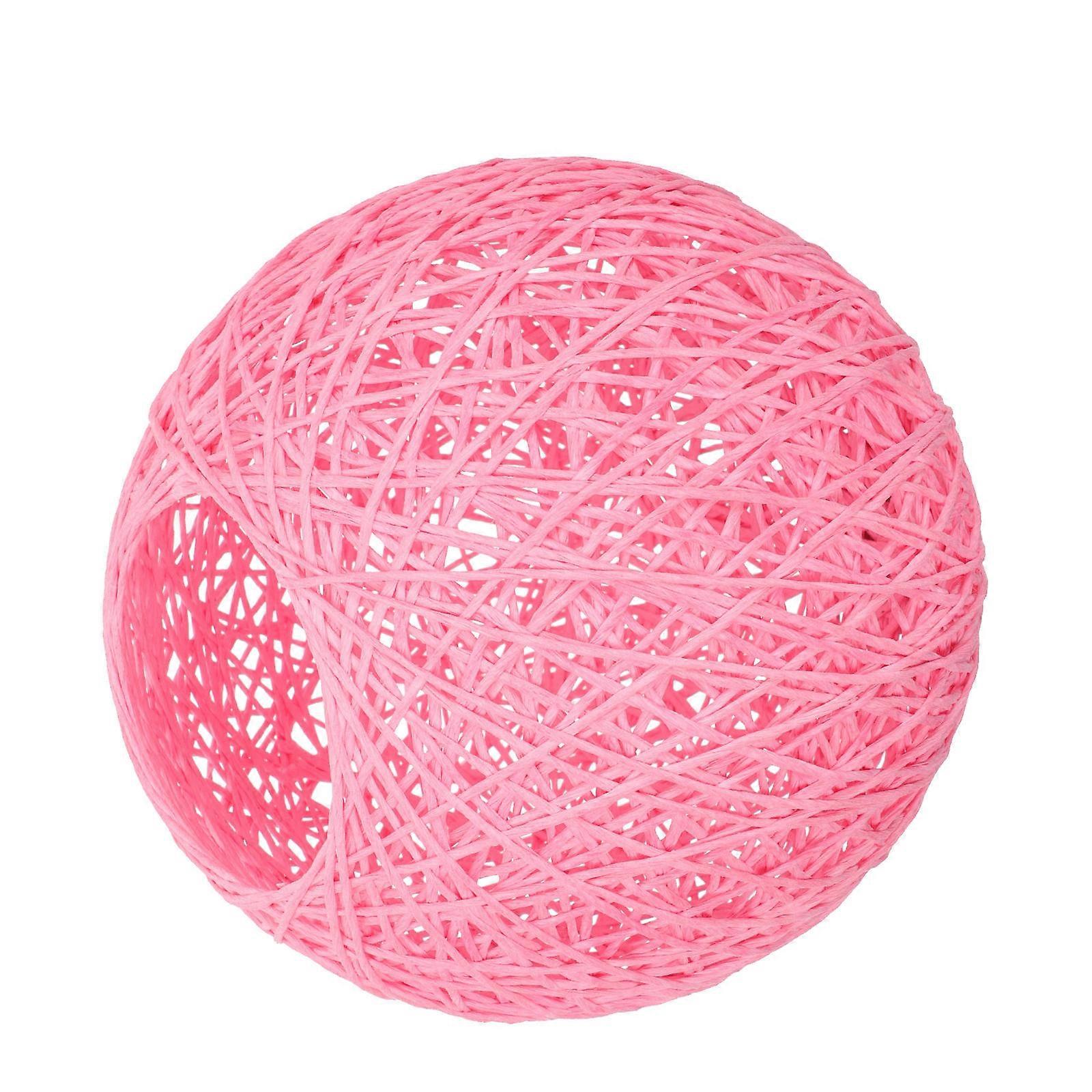 Wicker Globe Light Cover Pink Rattan Ball Lampshade Ceiling Light Soft Light Diffusion Eye Protection 1Set