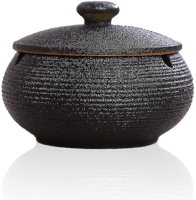 Keramisk askkopp med lock, vindtät, cigarett askkopp