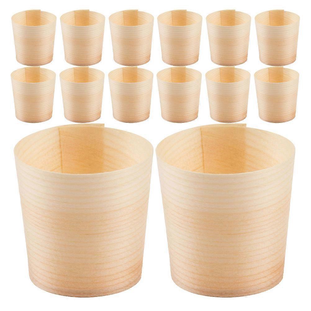 200 Pcs Round Wooden Dessert Serving Cups Ideal For Picnic Gathering Bar Home Use Beige Color