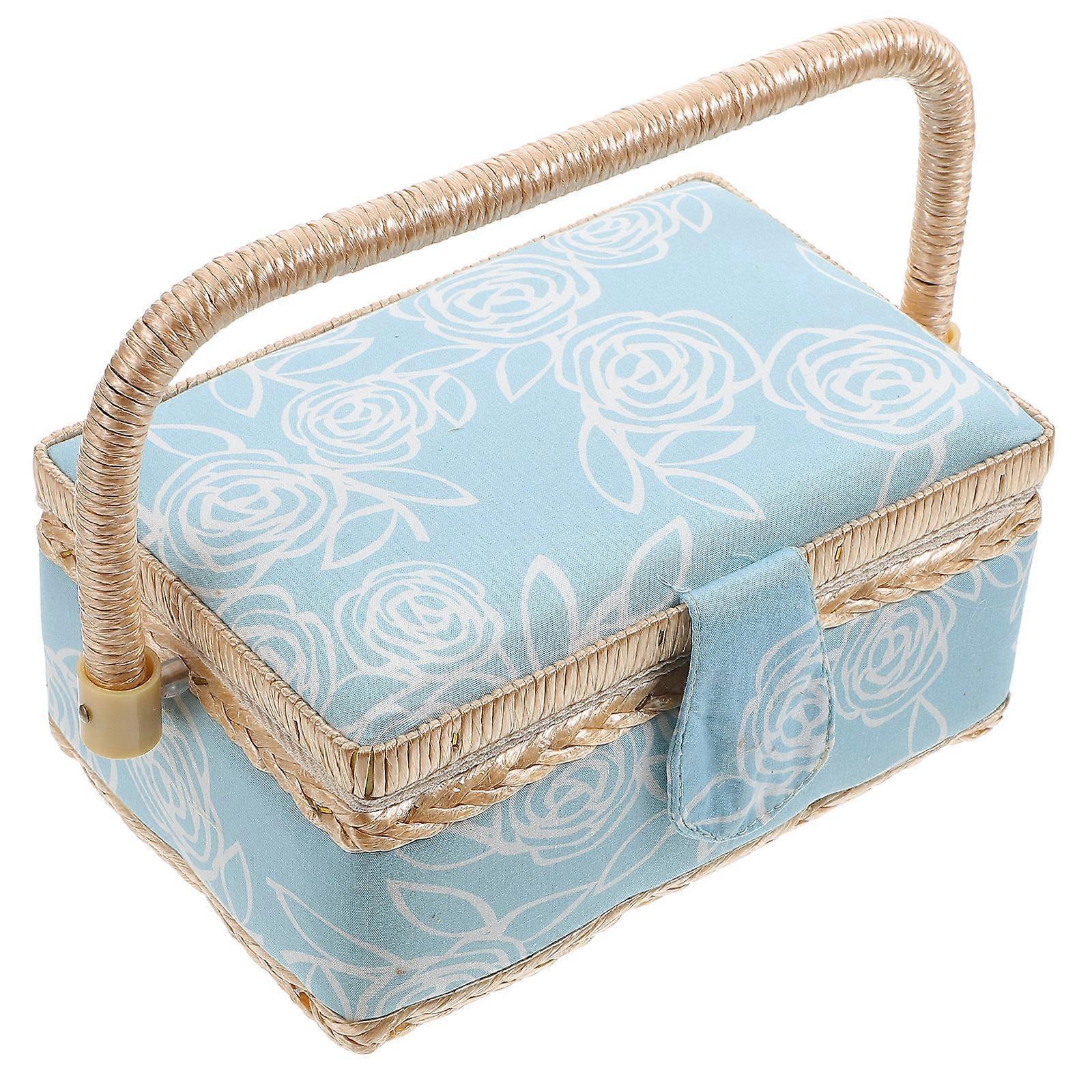 Sewing Tools Box for Storage 2Pcs Blue Needlework Supplies Polyester Holder
