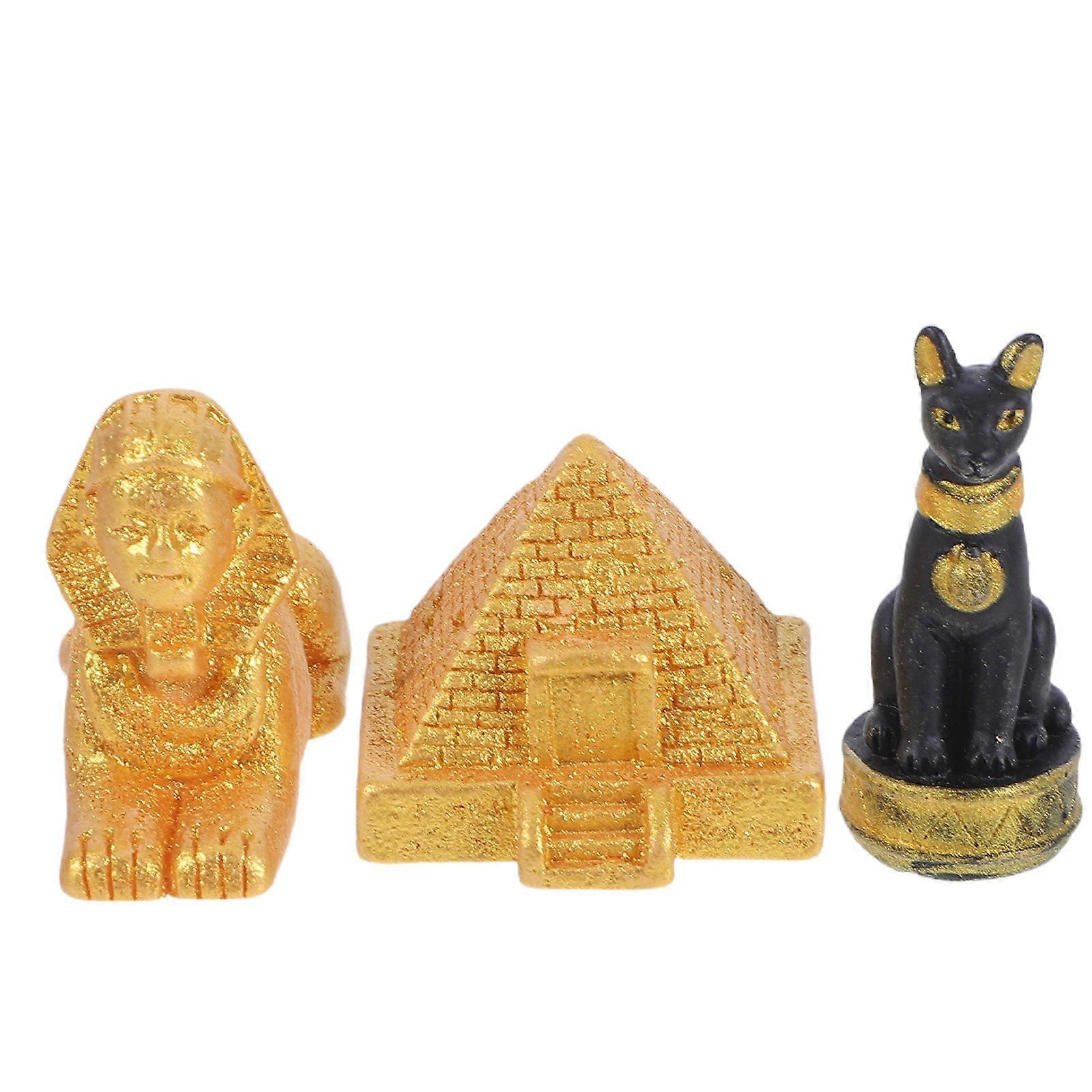 Egyptian Statue Resin Pyramid Figurines for 6Pcs Decorative Set