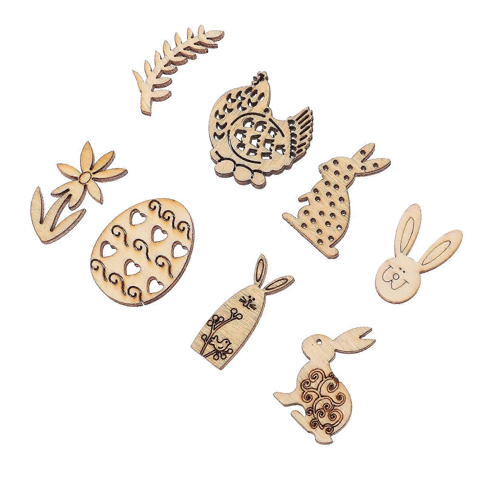 Spring Ornaments Wood Pieces For Crafts As Shown Color 3x2.5cm 100Pcs