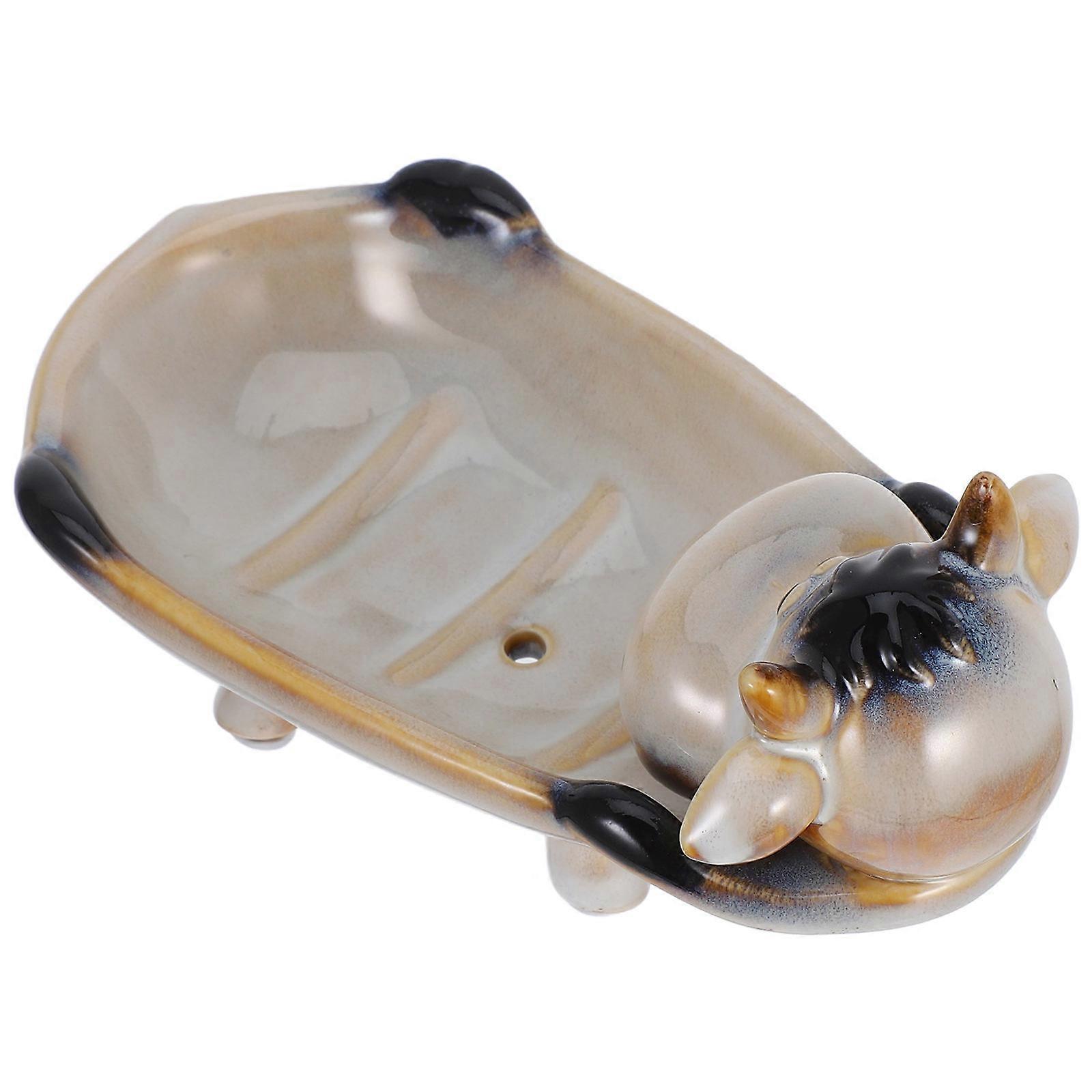 Decorative Ceramic Soap Dish with Animal Design for Storage 2Pcs
