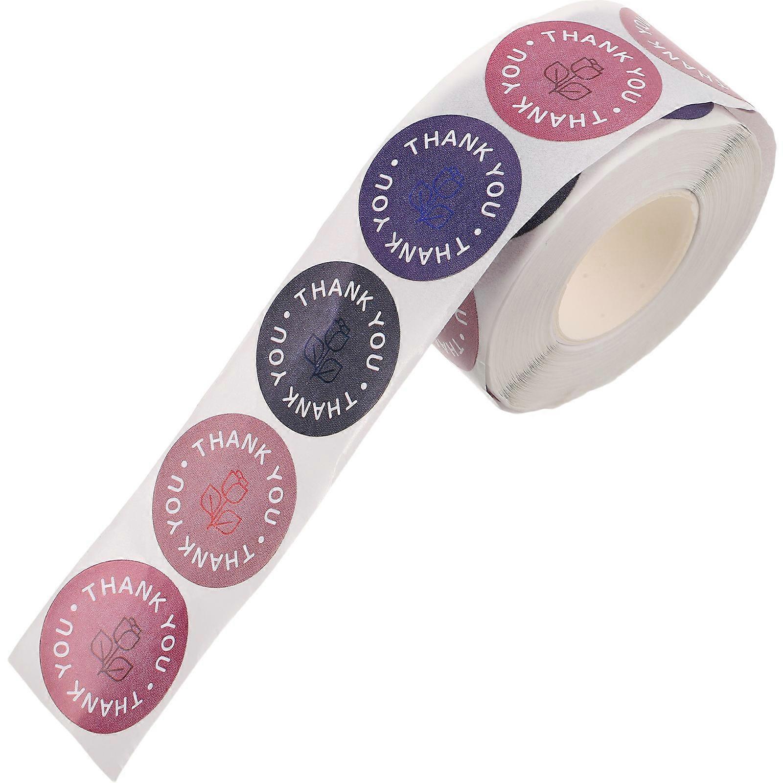 Rose Thank You Stickers Self-Adhesive Labels for Box Sealing 5 Rolls