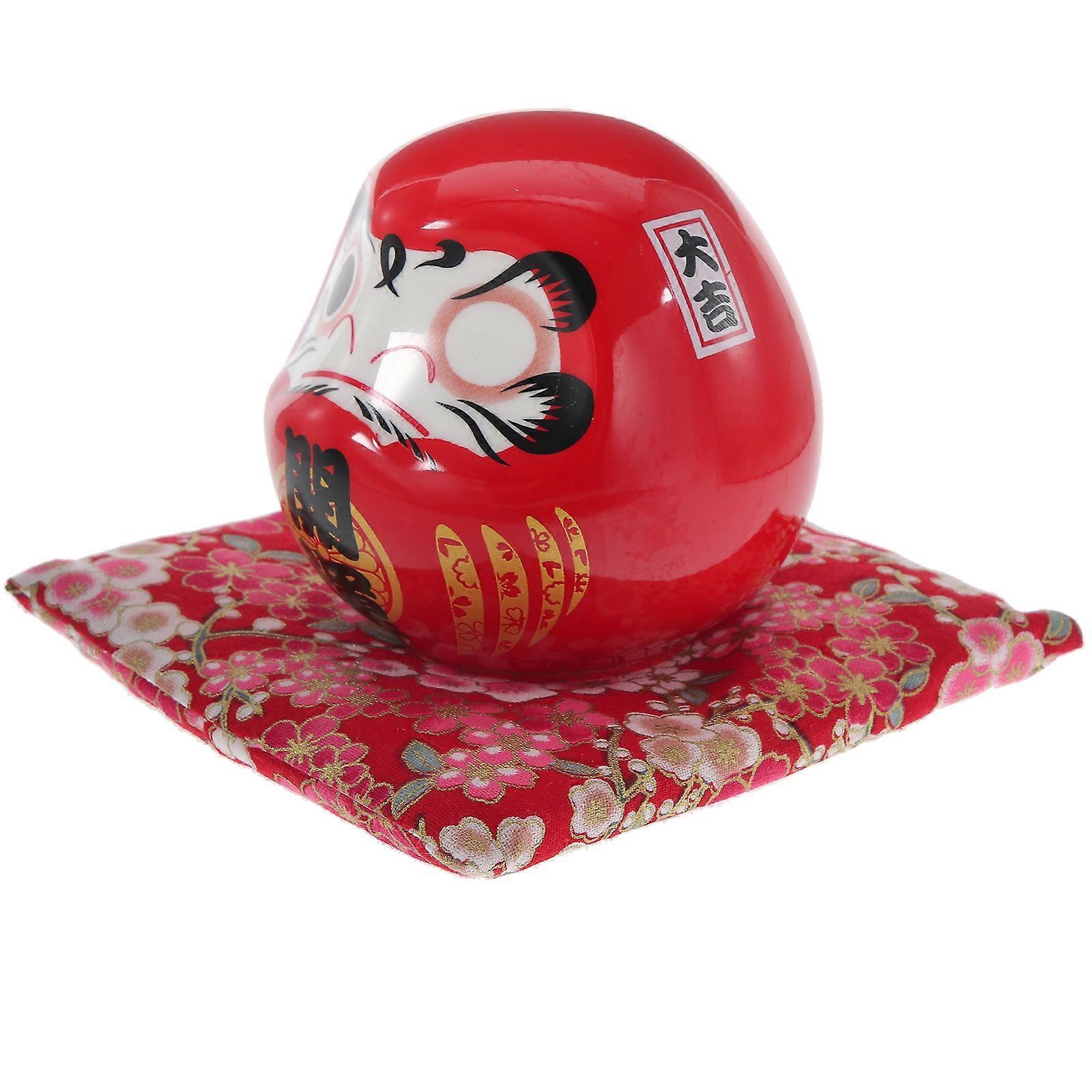 Japanese Figurines Ceramic Statue for Decoration 5Pcs Red Ceramic