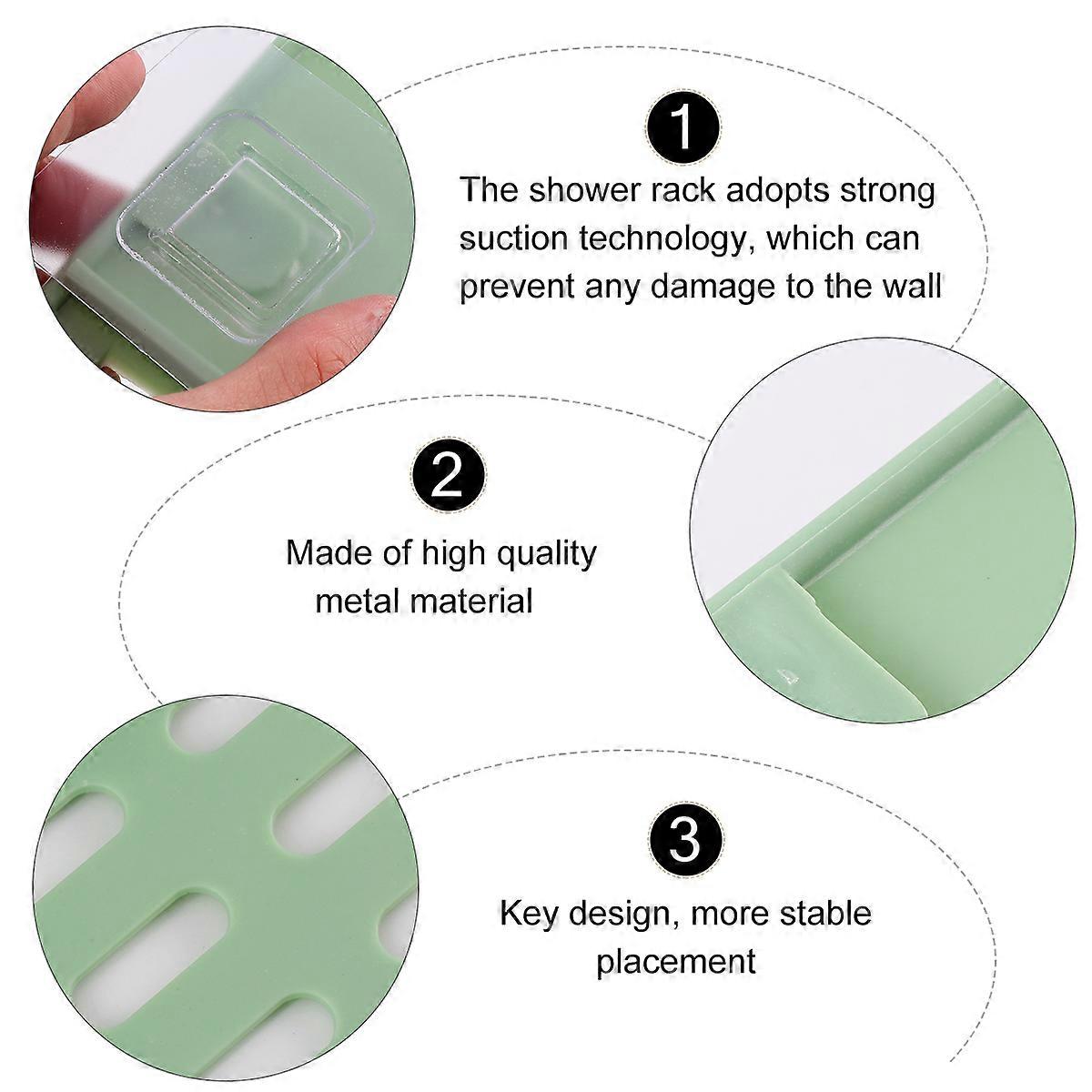 Bath Shelf Storage 3Pcs Blue PP Material with Damage-Free Suction for Organized Bathroom Use