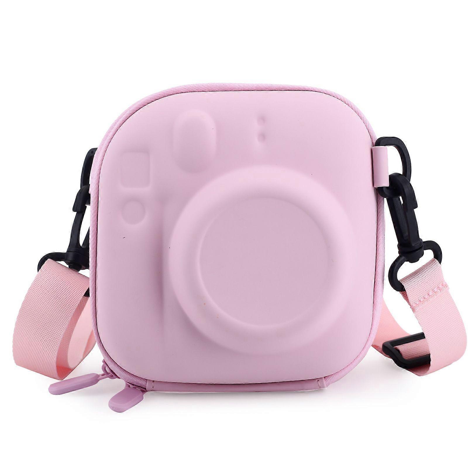 Fuji Mini 40/Mini 11/Mini 10/Mini 9/Mini 8/Mini 7+ Instant Camera Hard Case with Shoulder Strap Pink