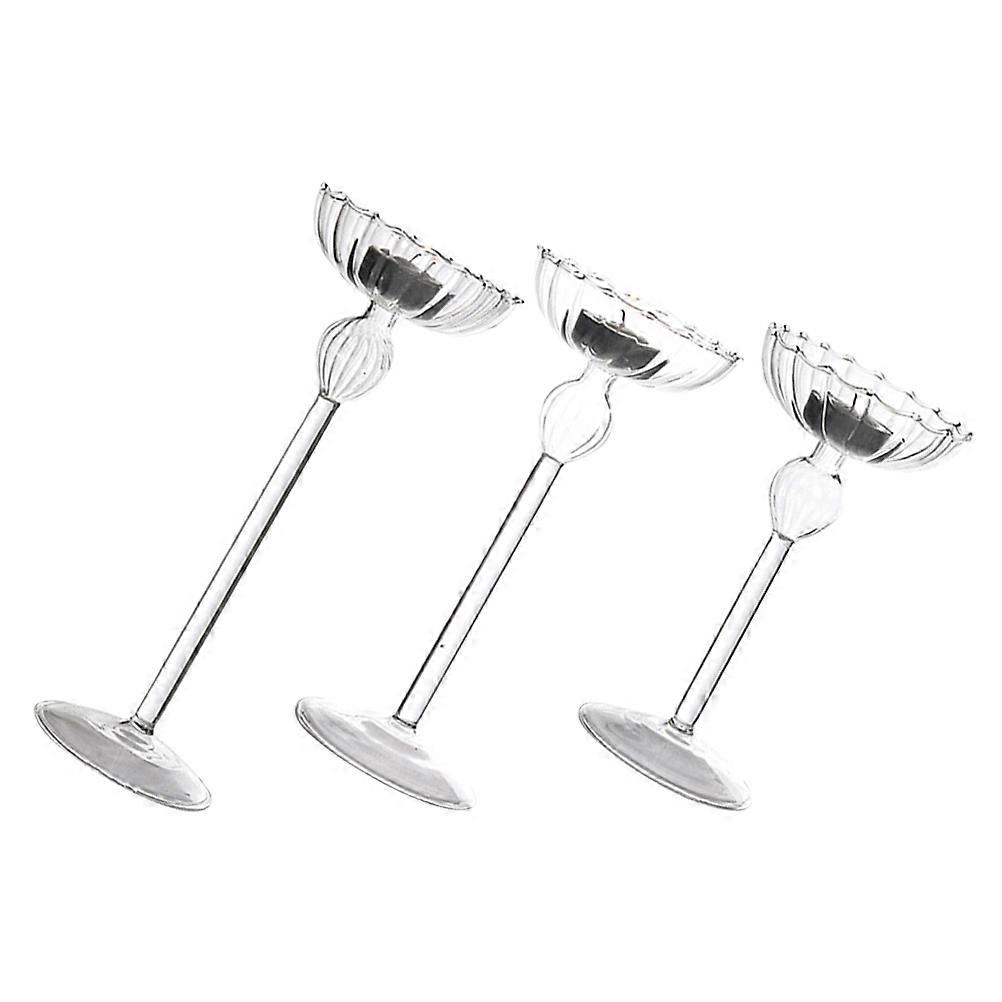 Tea Light Candle Holder Glass Candlestick for Decoration 3Pcs Set