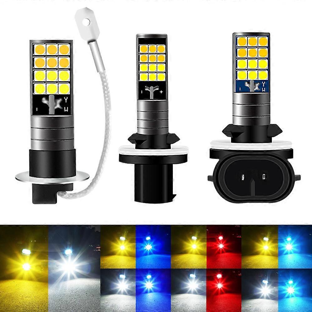 Quality 2pcs H3 H27 881 880 Two Colors Fog Lights Bulb 3030 24SMD 2400LM White Car Driving Running Lamp Auto Leds Light 12V 24V