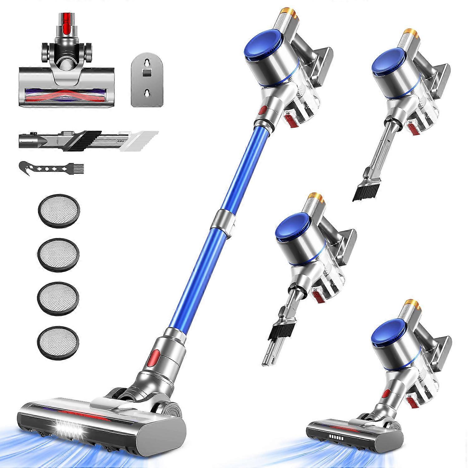 Minnouat Akku-Hand-und Stielstaubsauger Akku Staubsauger, 35000Pa/420W/50Min/1,6L -beleuchteter Bürste und Anti-Verhedderungssystem