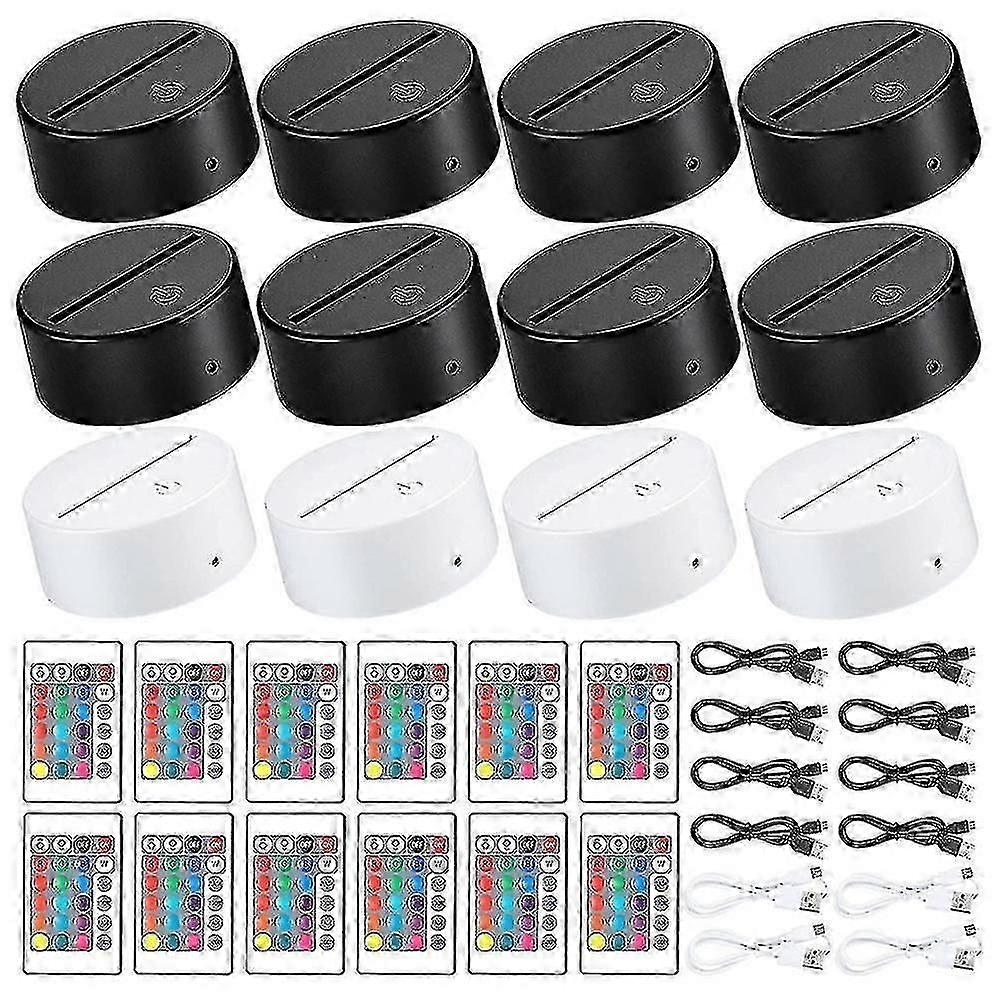 12 Pack 3d Night Led Light Lamp Base 16 Colors Led Light Display Base With Remote Control For Acryl