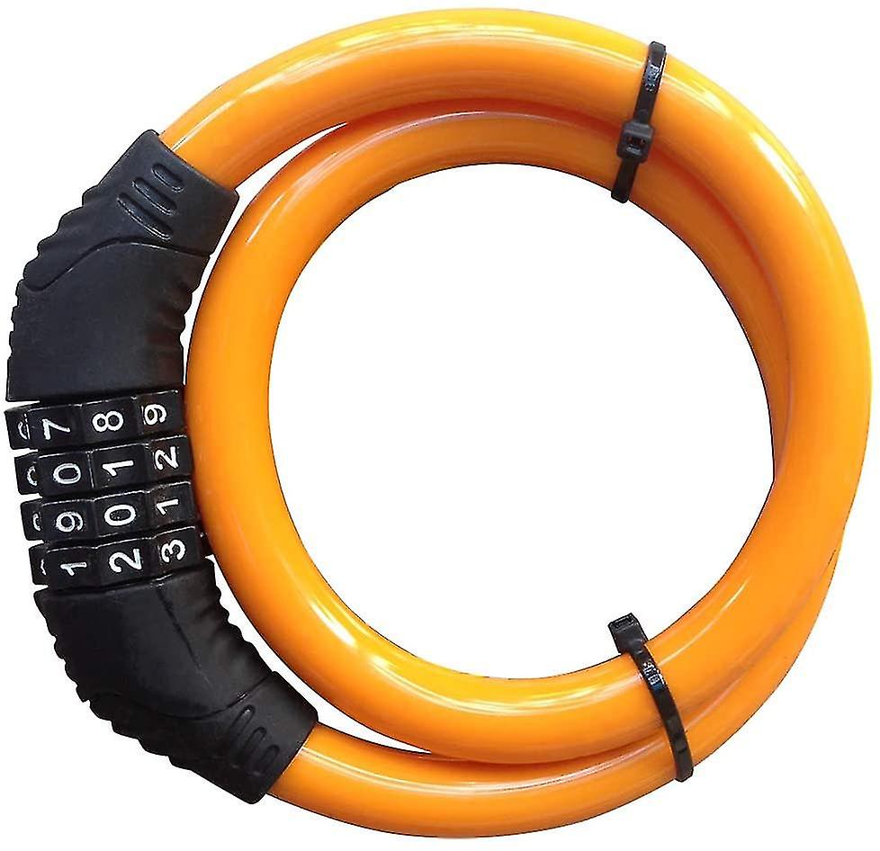 Bike Lock Cable, 4 Digit Resettable Combination Security Cable Lock Self Coiling Cable Lock