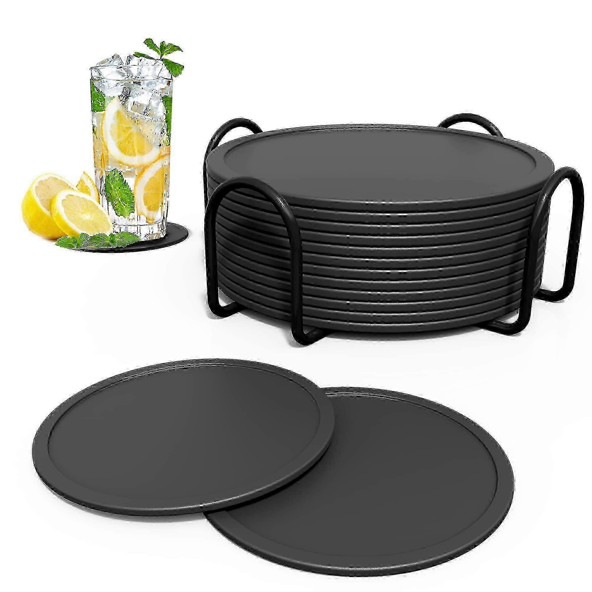 Set of 12 Glass Coasters with Silicone Material - Ideal for Drinks & Cups Coasters Glass Set for Home Use2025