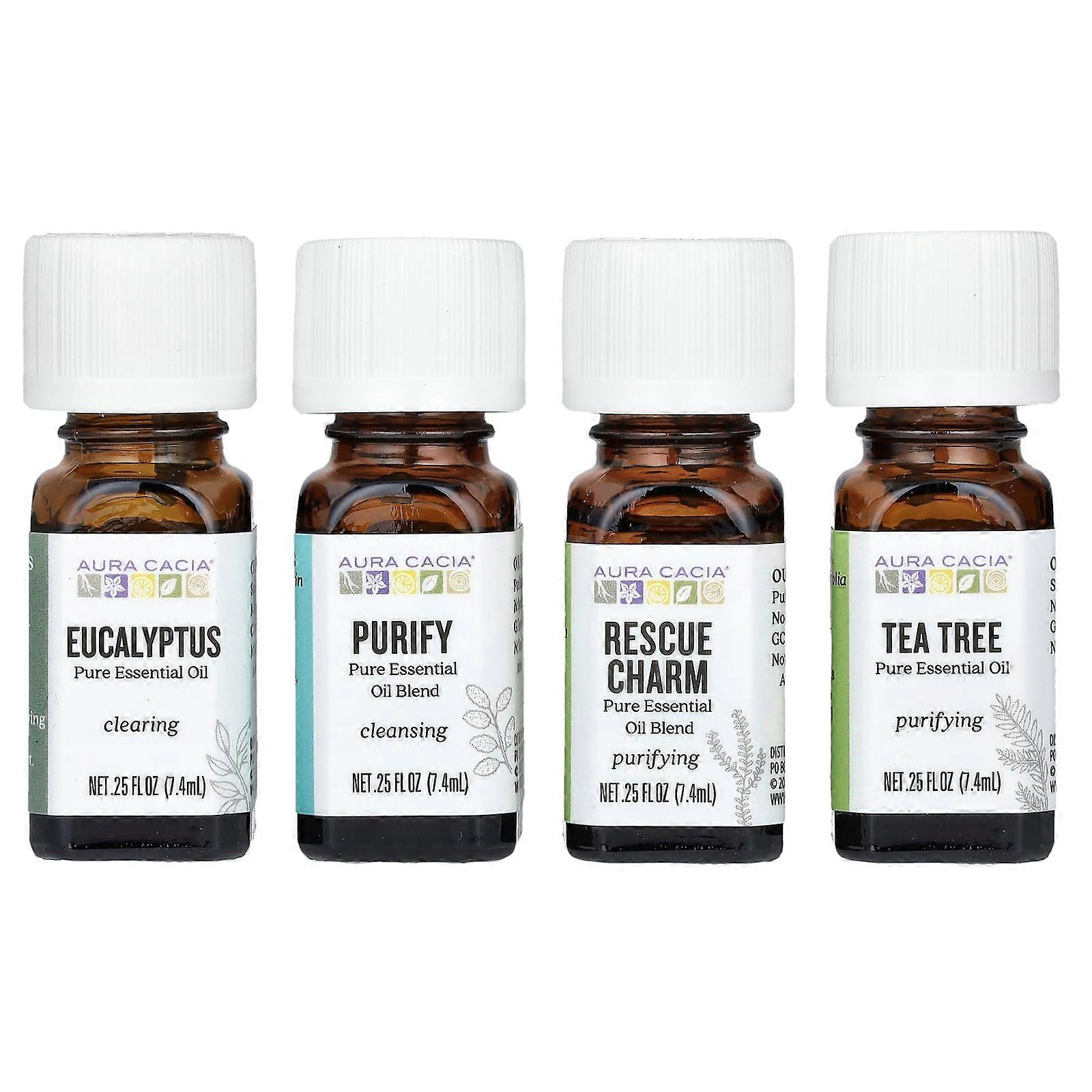 Purify Kit, Clearing Pure Essential Oils, 4 Bottles, 0.25 fl oz (7.4 ml) Each