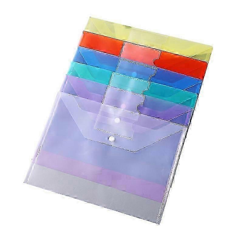 6Pcs Documents Envelopes Button File Bags Transparent File Pockets Plastic Document Storage Bags