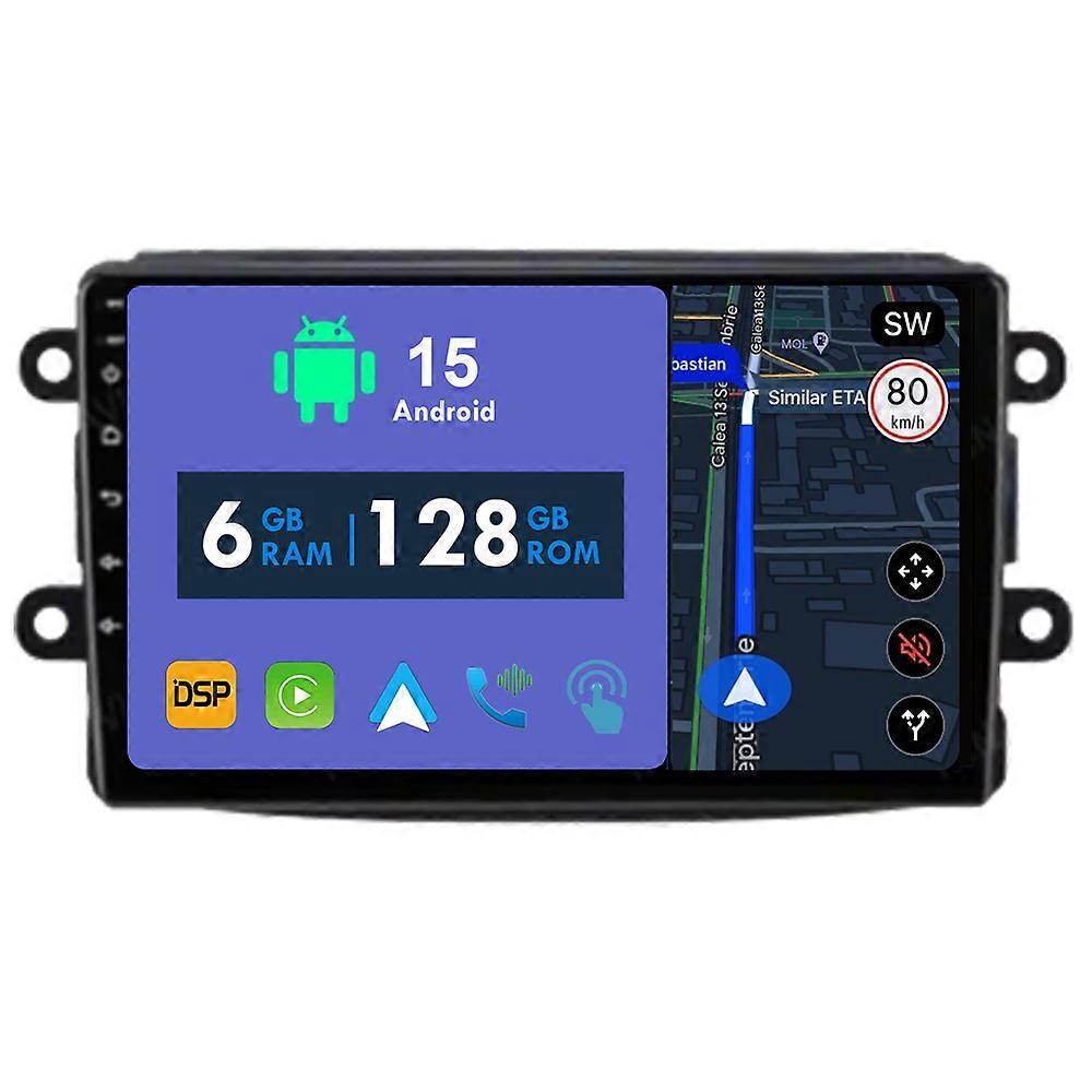 Car Radio 6G+128G CarPlay GPS Navigation Head Unit for Dacia Sandero Duster for Renault Captur Lada Xray 2 Logan 2 Dokker Android Auto Bluetooth