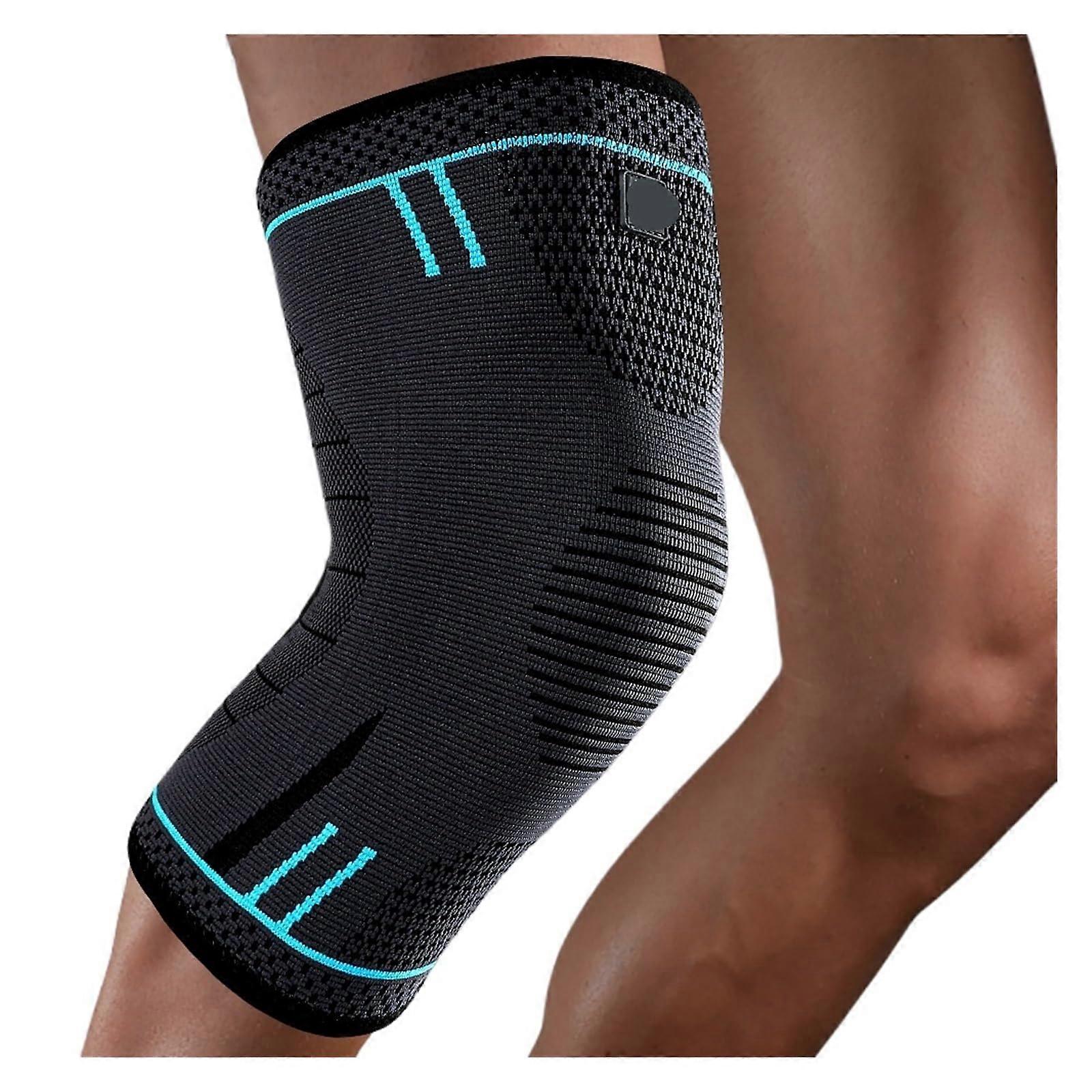 Knee Support 1 Pair Elastic Knee Pads Nylon Breathable For Running Basketball Volleyball Blue Size L