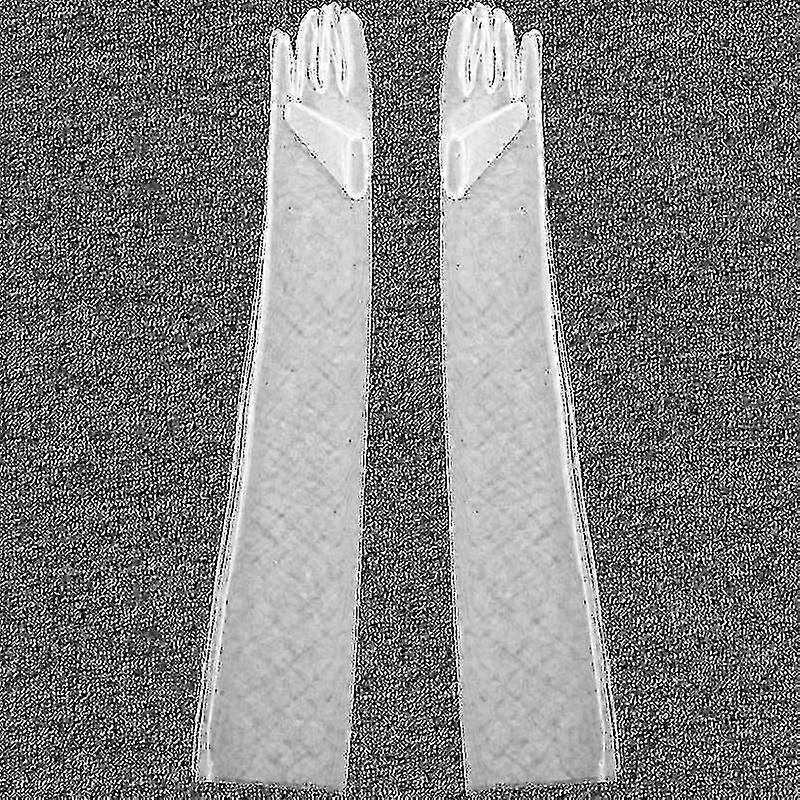 Lange schiere Tüll Handschuhe, Ultra dünne Mitten Braut Ellenbogen Handschuh