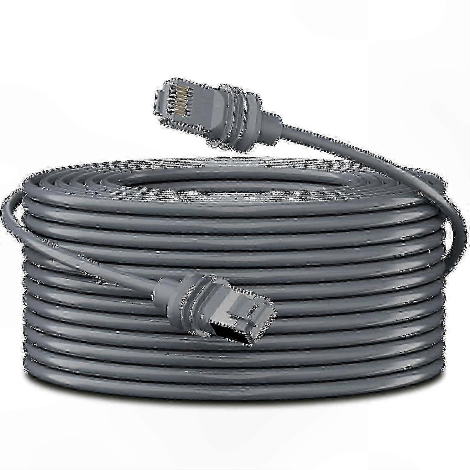 30M Waterproof Ethernet Cable for Outdoor Use - RJ45 Connection, Grey